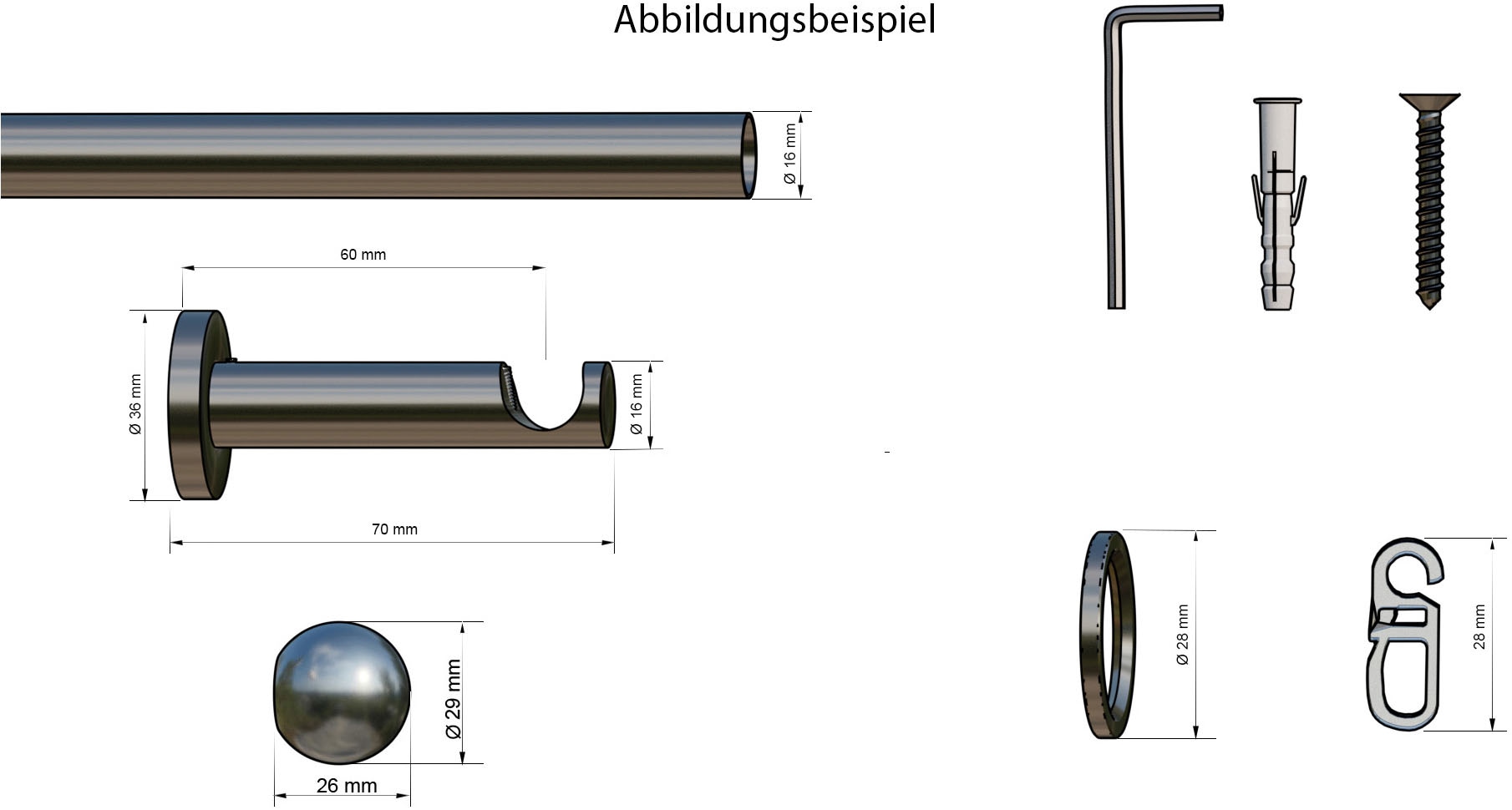 indeko Gardinenstange »Colombes«, 1 läufig-läufig, Wunschmaßlänge, Komplett-Set inkl. Ringen und Montagematerial