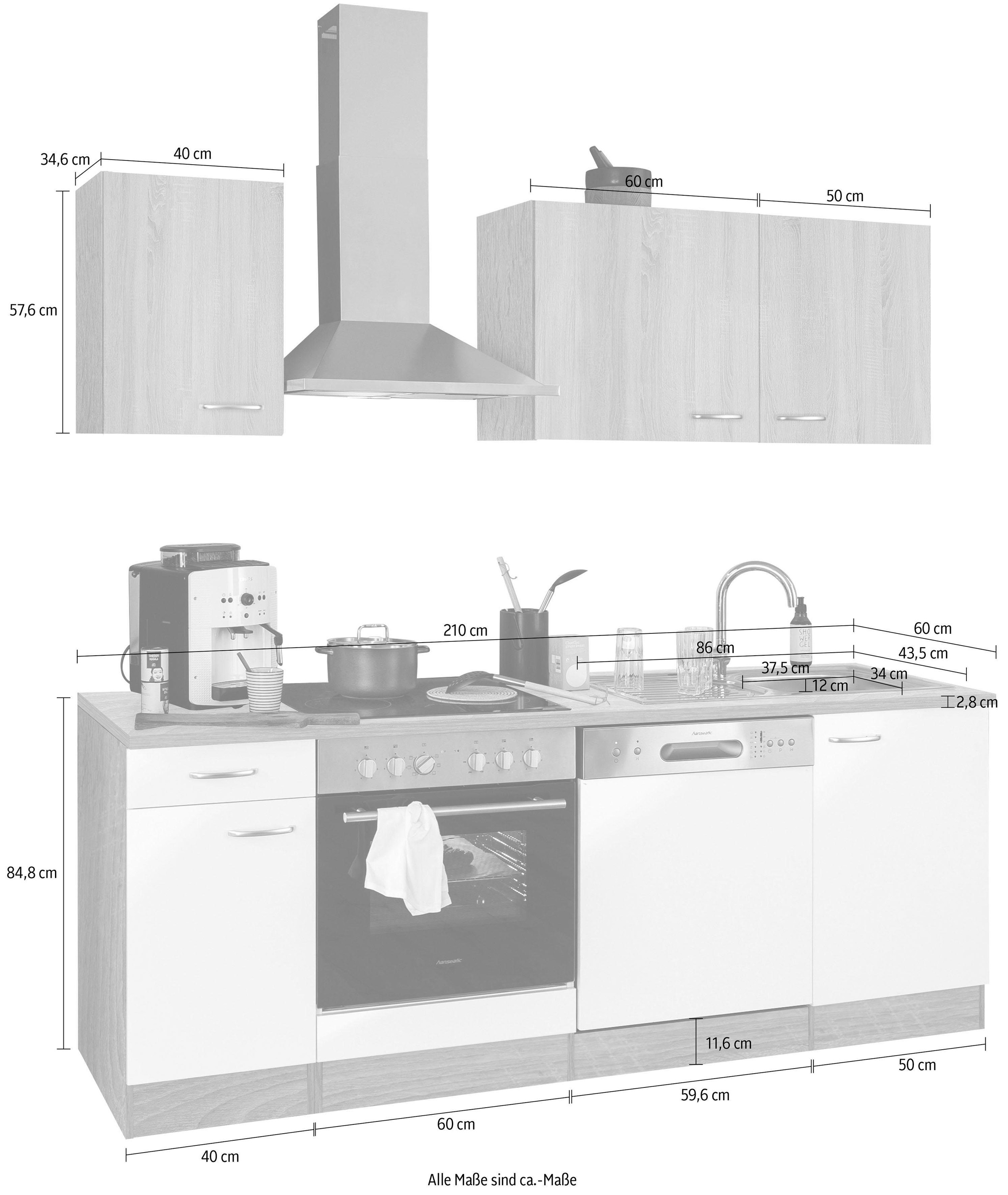 Küchenzeile auf ohne Breite E-Geräte, OPTIFIT cm »Parare«, 210 kaufen Raten
