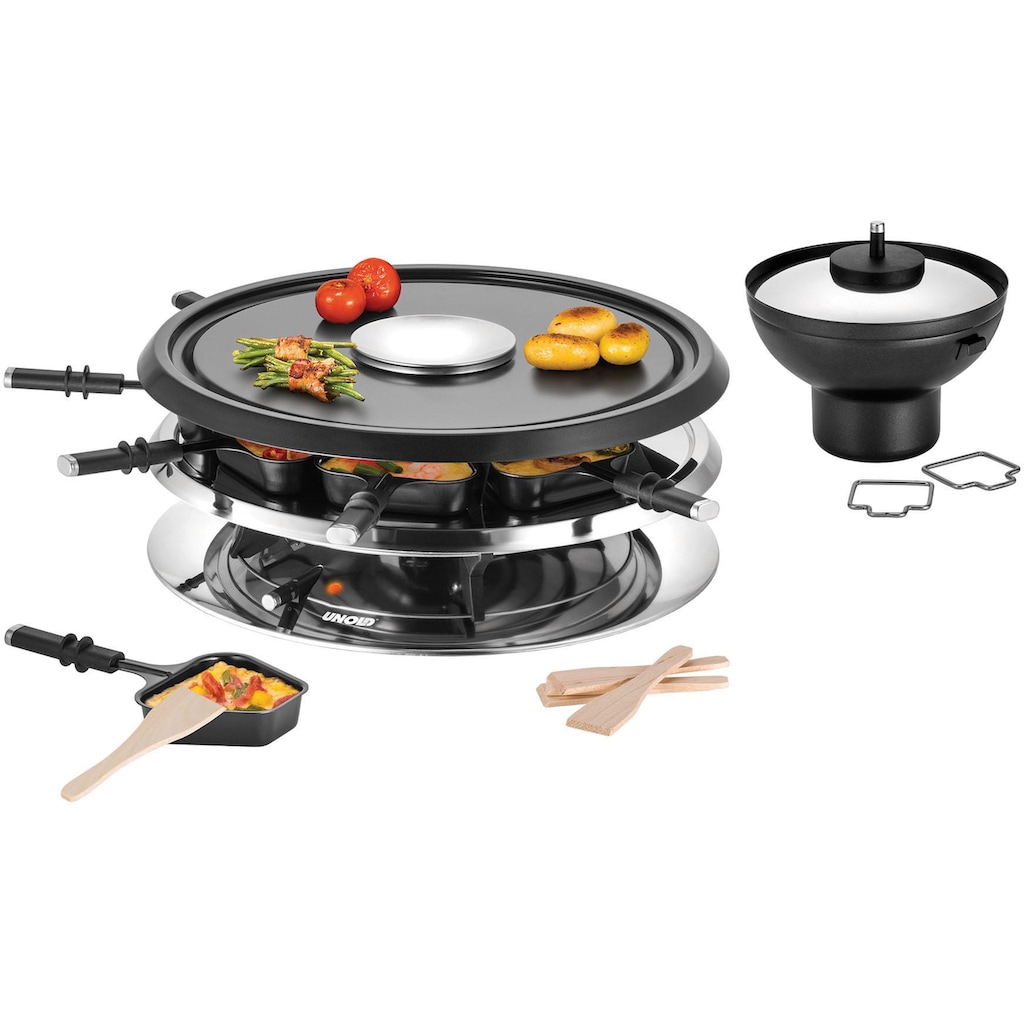 Unold Raclette und Fondue-Set »Multi 4 in 1 - 48726«, 8 St. Raclettepfännchen, 1300 W