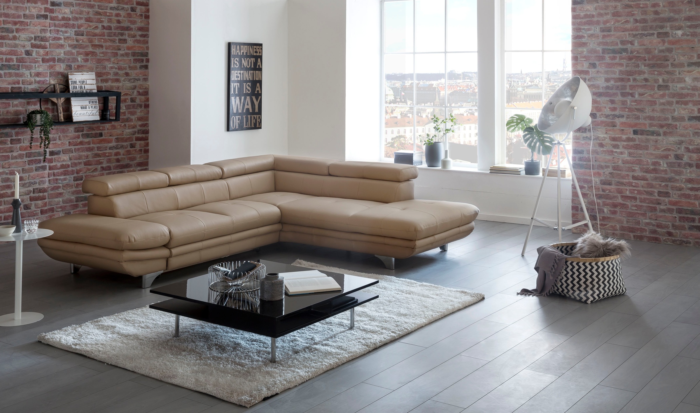 COTTA Ecksofa »Enterprise L-Form«, mit Arm- & Kopfteilverstellung, wahlweise mit Bettfunktion