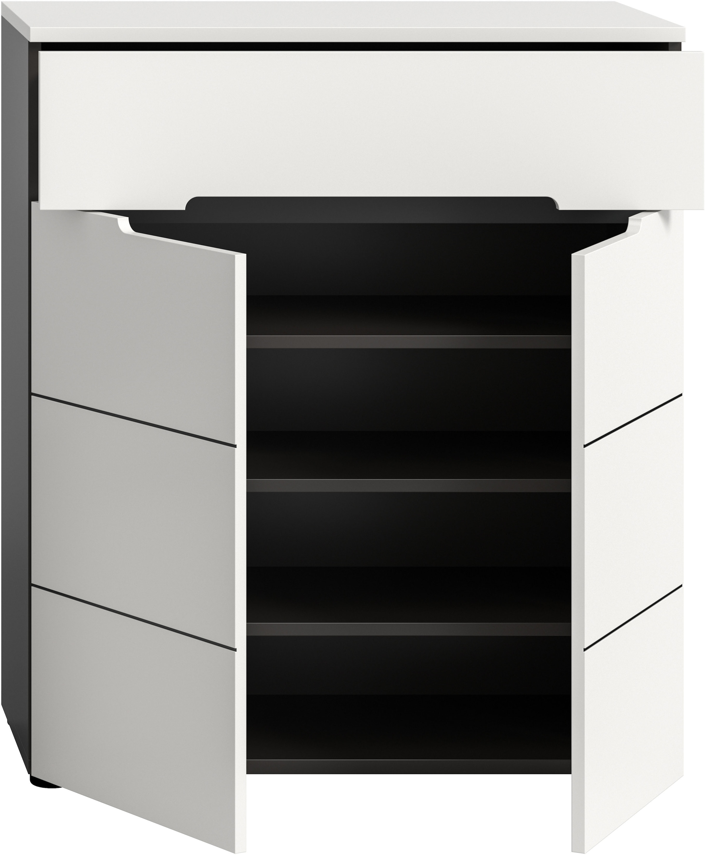 Home affaire Schuhkommode »REHAT, TOPSELLER!, Breite 80cm, 2 Türen, 1 Schubkasten, 4 Fächer« in verschiedenen Farben erhältlich, Platz für ca. 12 Paar Schuhe, 1 Stk. tlg. Schuhschrank, Kommode, Garderobenschrank, Anrichte, Sideboard