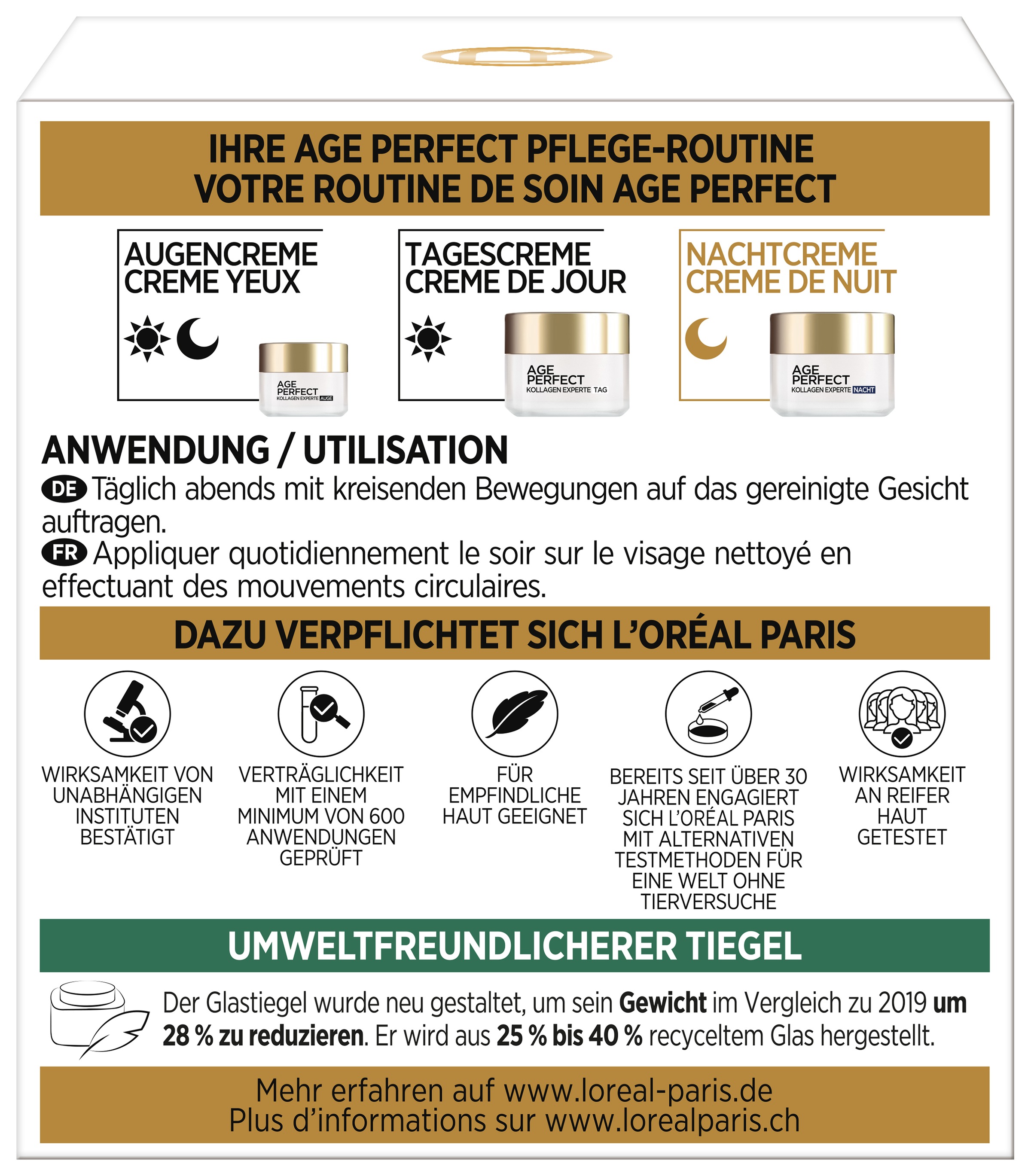 L'ORÉAL PARIS Nachtcreme »AGE PERFECT PRO-KOLLAGEN EXPERTE NACHTCREME« feuchtigkeitsspendend, sorgt für mehr Straffheit
