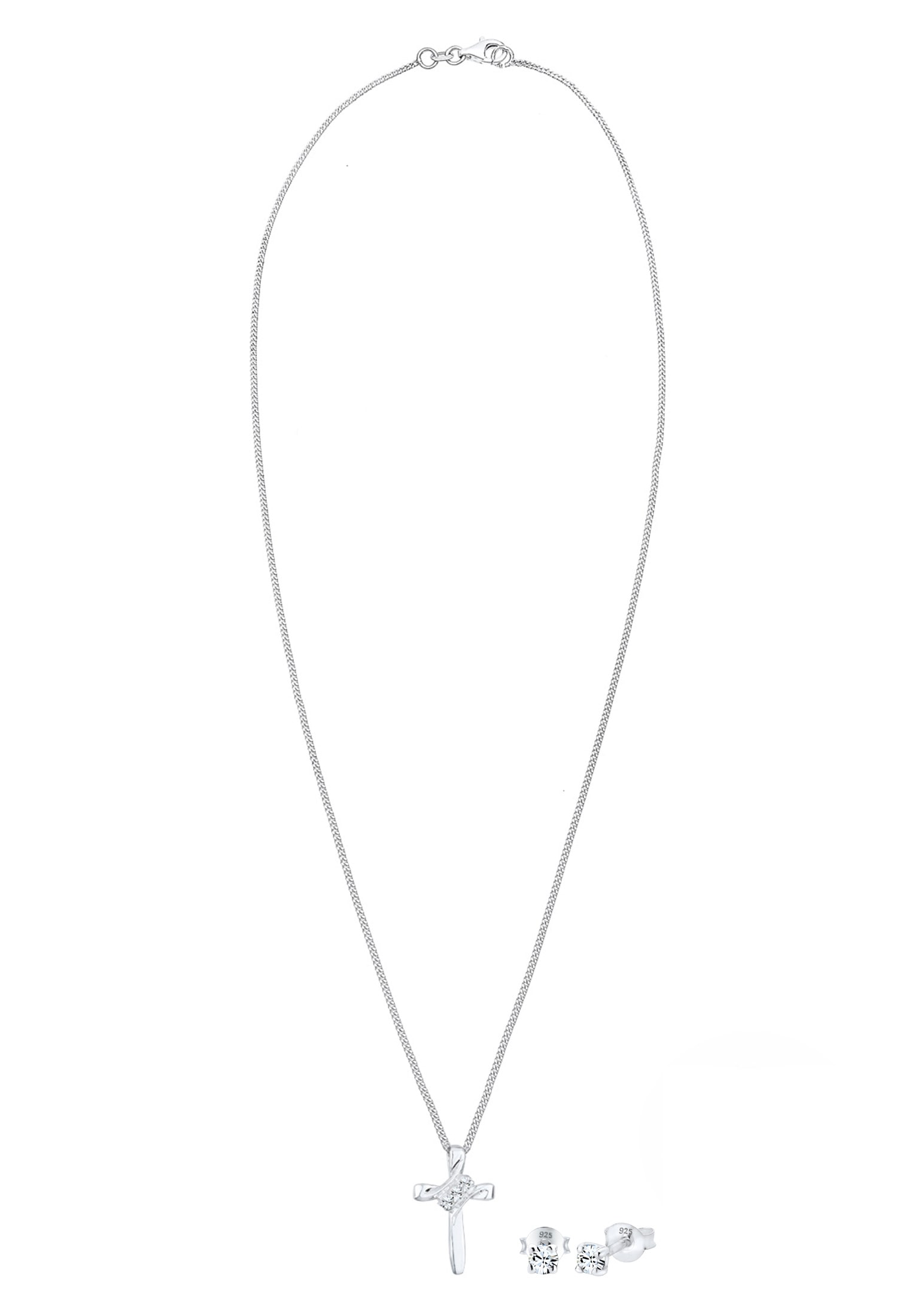 Elli Ohrring und Ketten Set »Schmuckset Kreuz Weiß 925 Sterling Silber, mit Kristallen von Swarovski®« ()