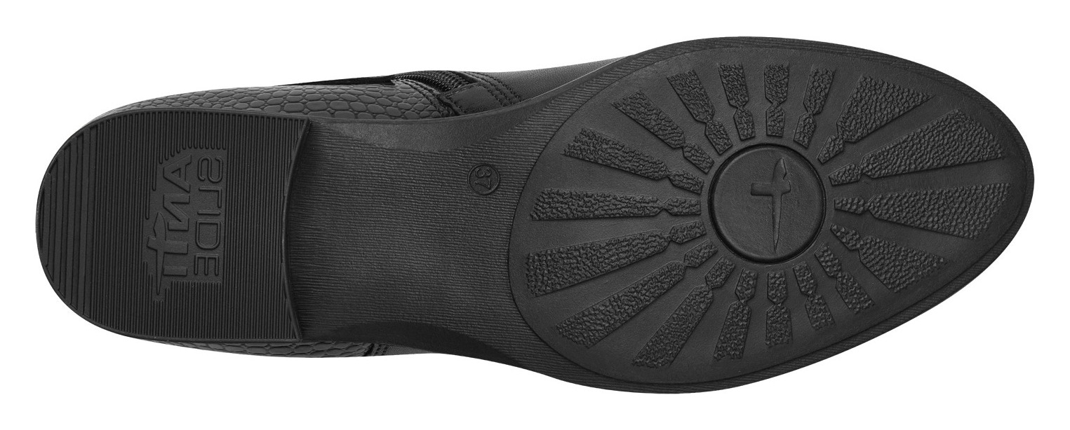 Tamaris Stiefelette, Blockabsatz, Businessschuh, Boots mit Zierschnalle und Logoprägung