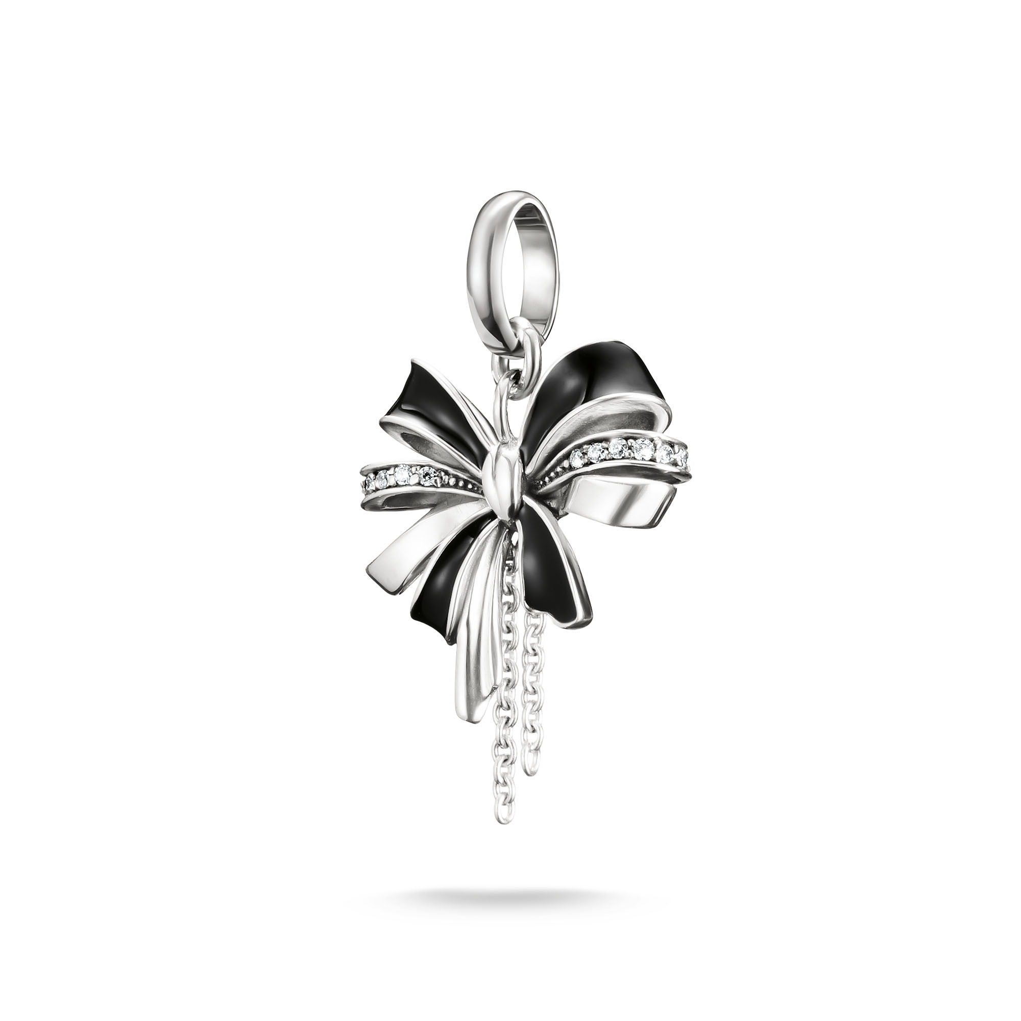 THOMAS SABO Charm-Einhänger »Charm Schleife schwarz - Connect« mit Zirkonia (synth.)