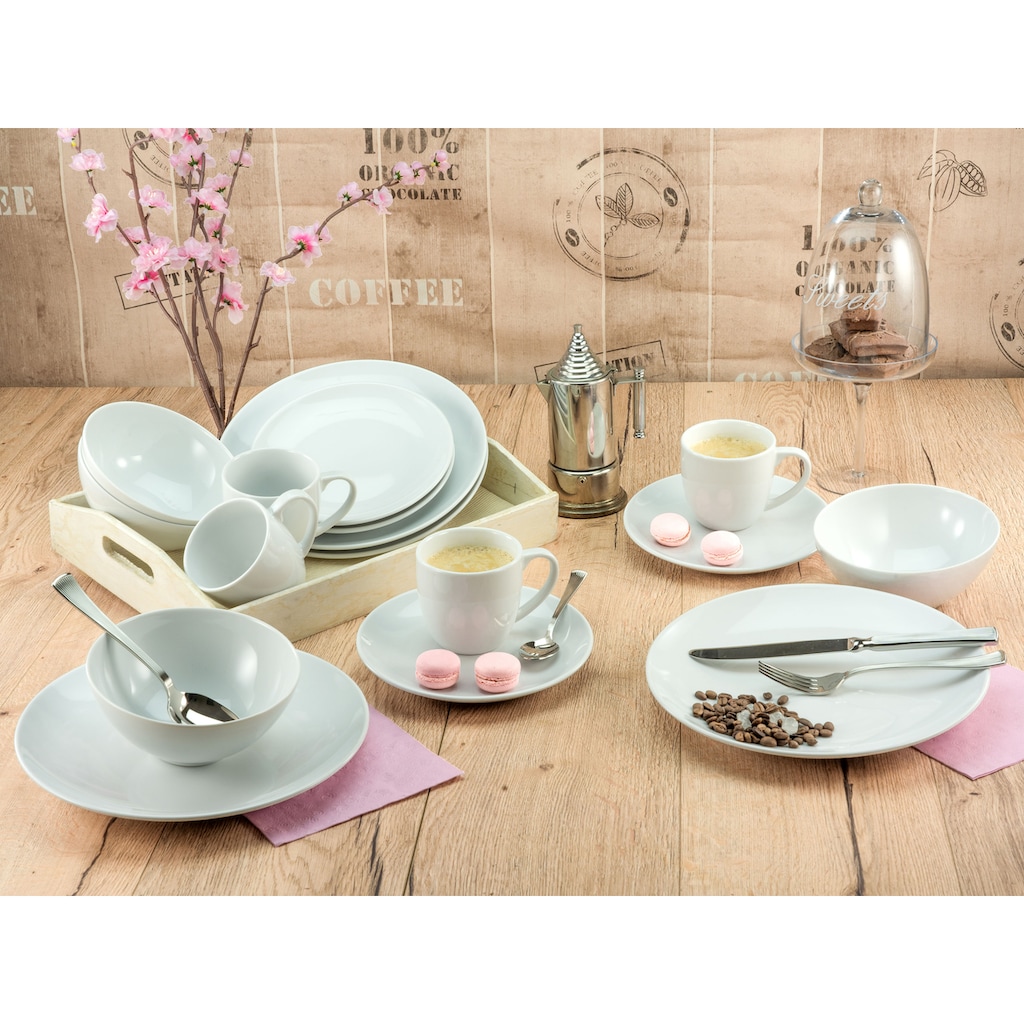 CreaTable Kombiservice »Geschirr-Set Bistrot«, (Set, 16 tlg., Kaffeeservice und Tafelservice im Set, für 4 Personen)