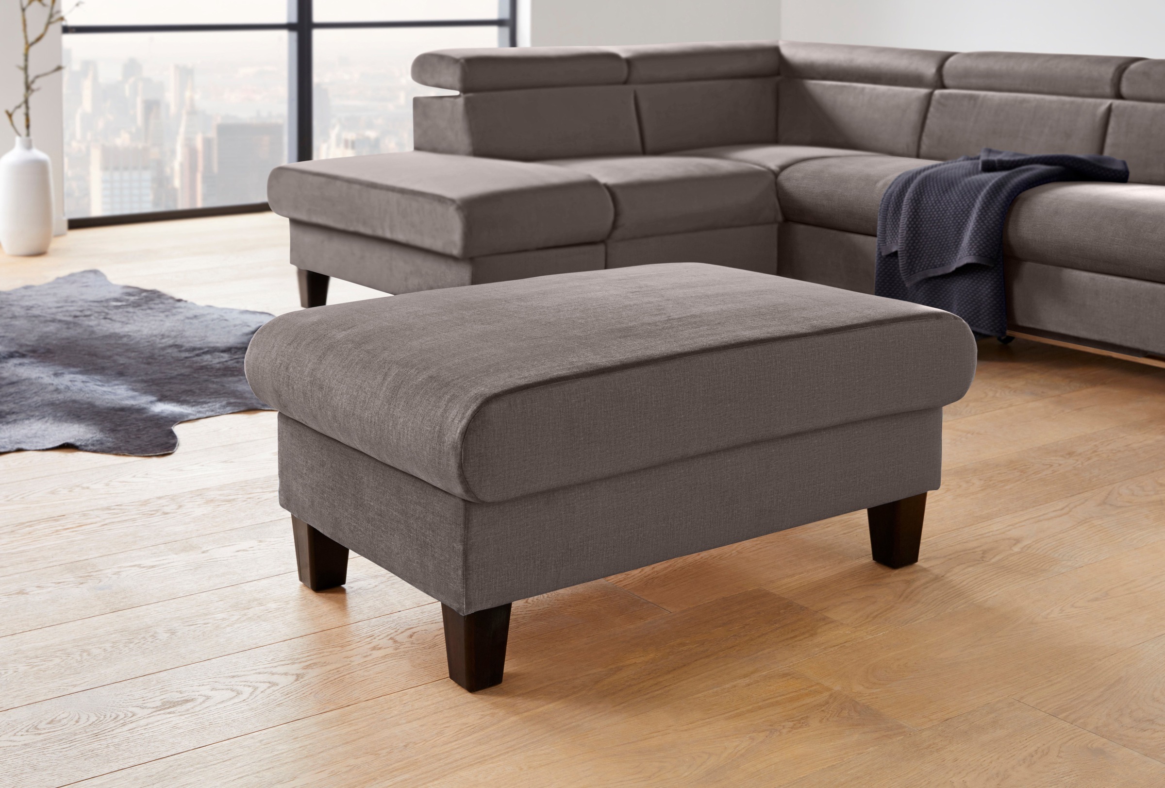 COTTA Polstergarnitur »Morven L-Form«, (Set), Set bestehend aus: Ecksofa mit Kopfteilverstellung & Hocker