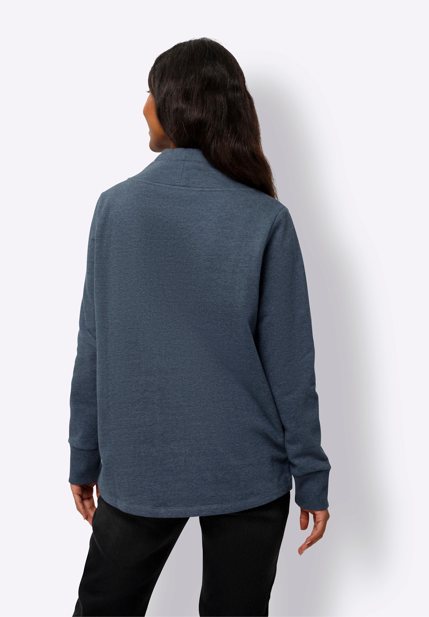 heine Sweatshirt »Long-Sweatshirt Longsweatshirt mit asymmetrischem Kragen«
