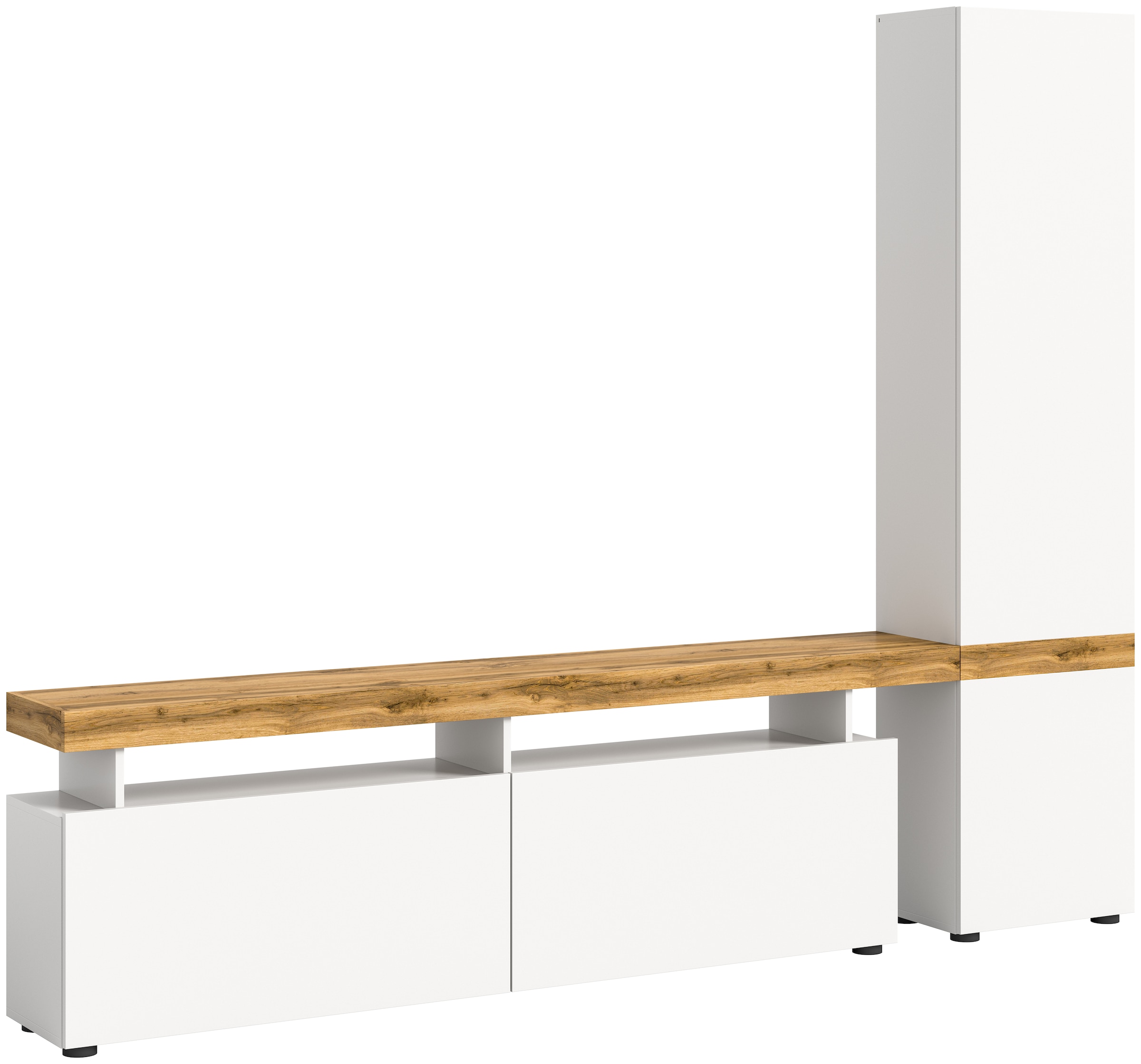 INOSIGN Wohnwand »MAMBO, TOPSELLER!, Breite 235 cm, grifflose Fronten, Push to open«, (2 St., bestehend aus: Lowboard und Hochschrank), 2-farbig, grifflose Fronten, Mediawand, TV-Wand, TV-Möbel