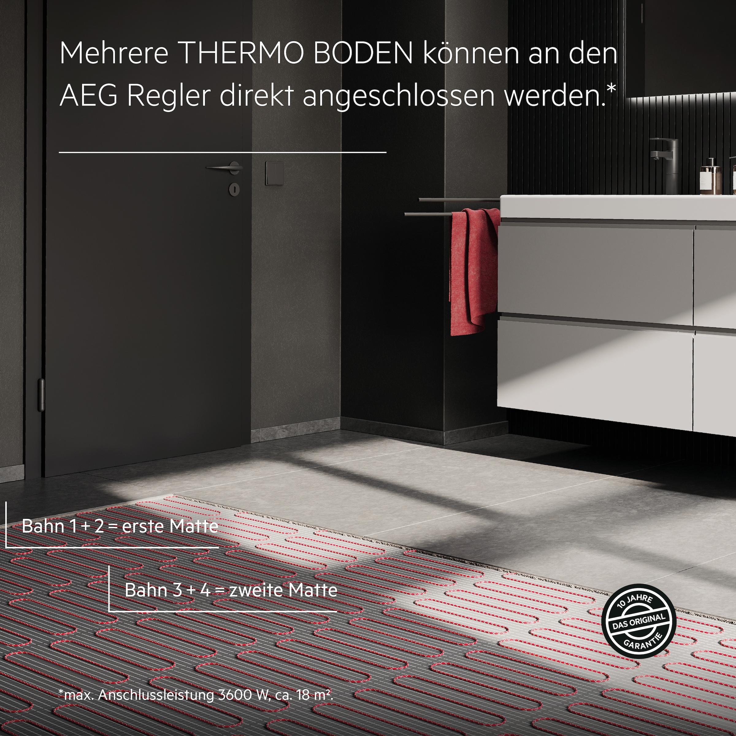 AEG Haustechnik Fußbodenheizung »Turbo Thermo Boden »TBS TC 200/5 Set Plus««, Elektrische Fußbodenheizung, Komplettset 5 m², 200 W/m²