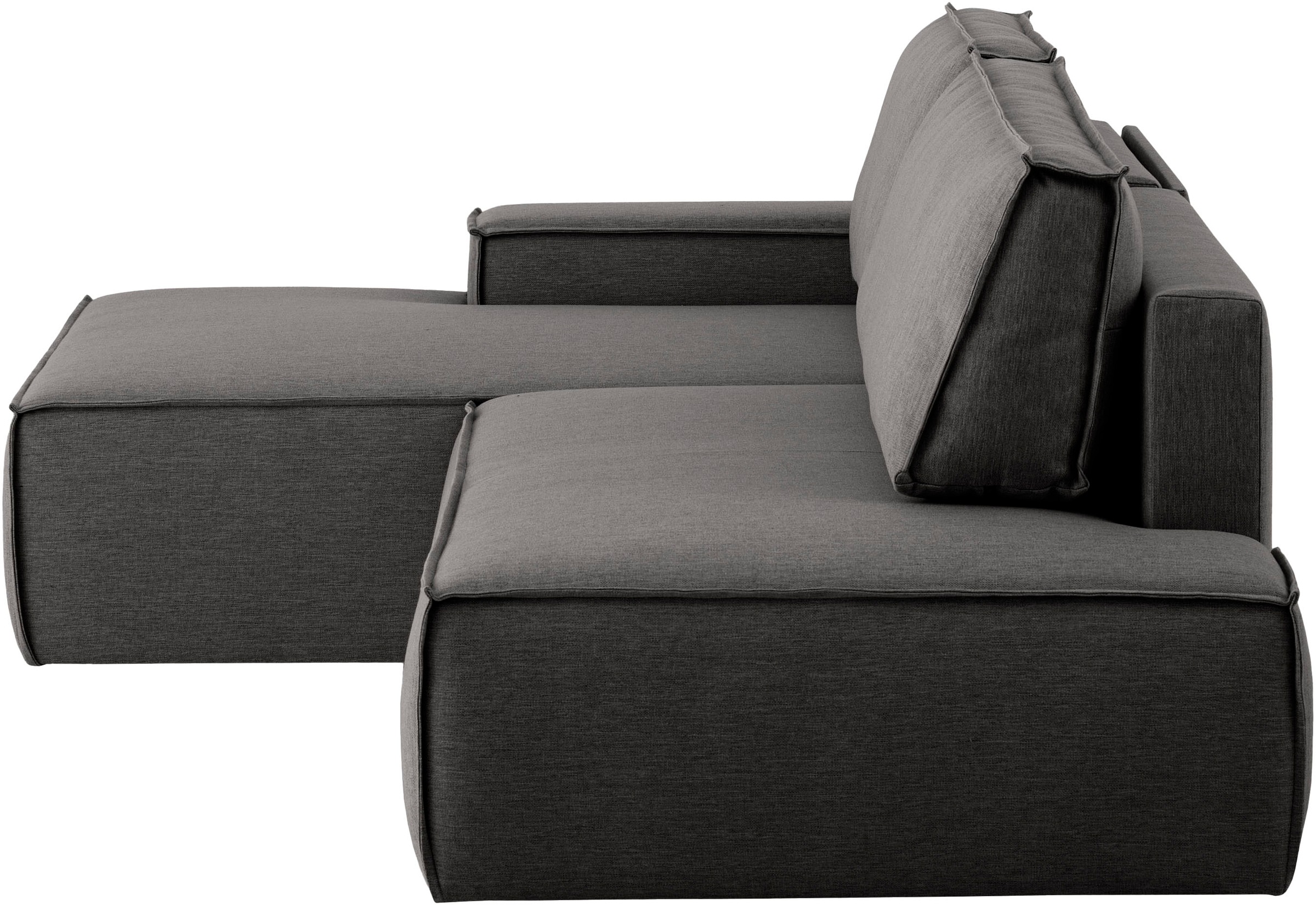 Home affaire Ecksofa »SHERWOOD, Schlafsofa in L-Form offen (275cm), Cord, Leinenoptik«, Schlaffunktion und Bettkasten, Kedernaht, hoher Sitz- & Liegekomfort