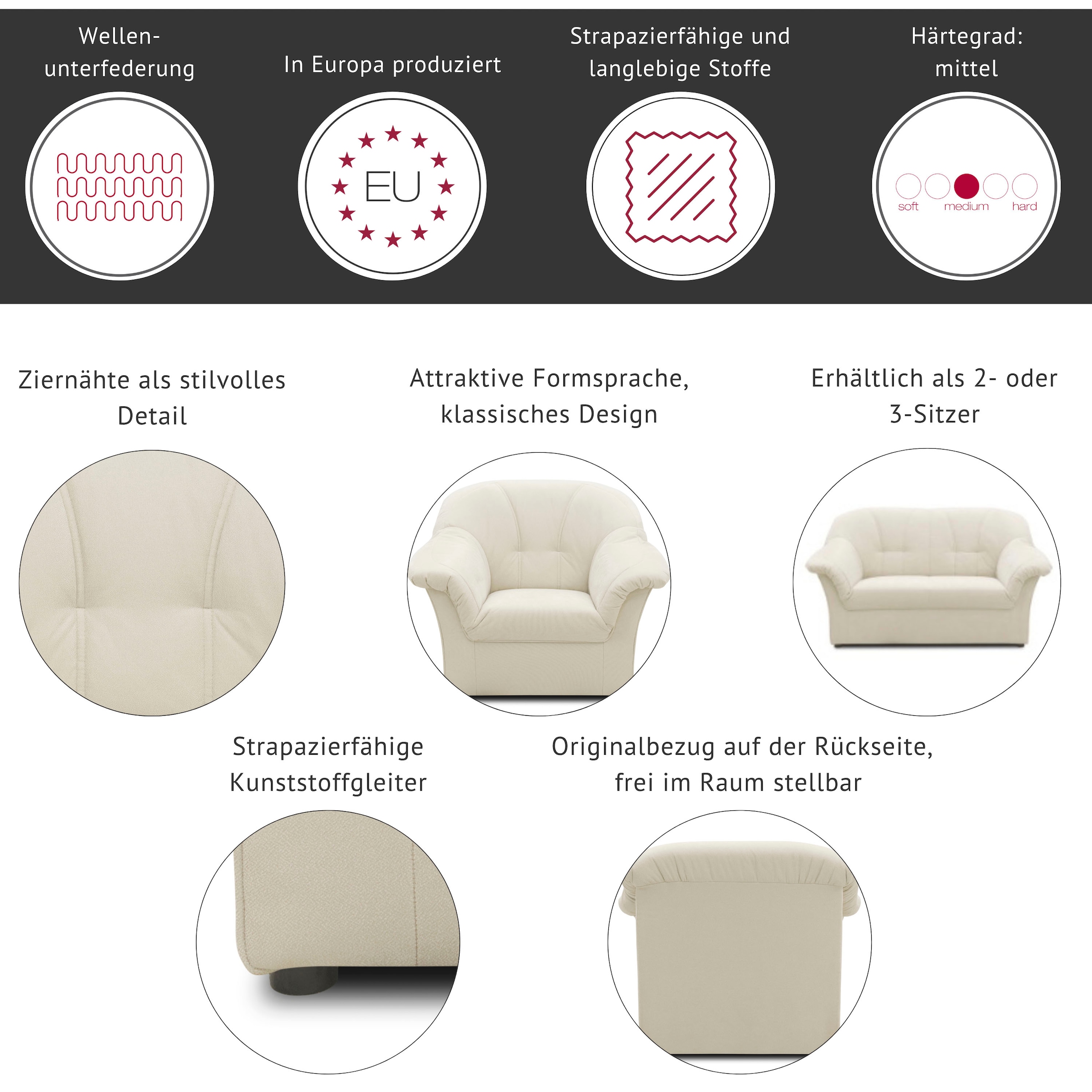 DOMO collection Sessel »Pegnitz zeitlos, elegant und bequem«