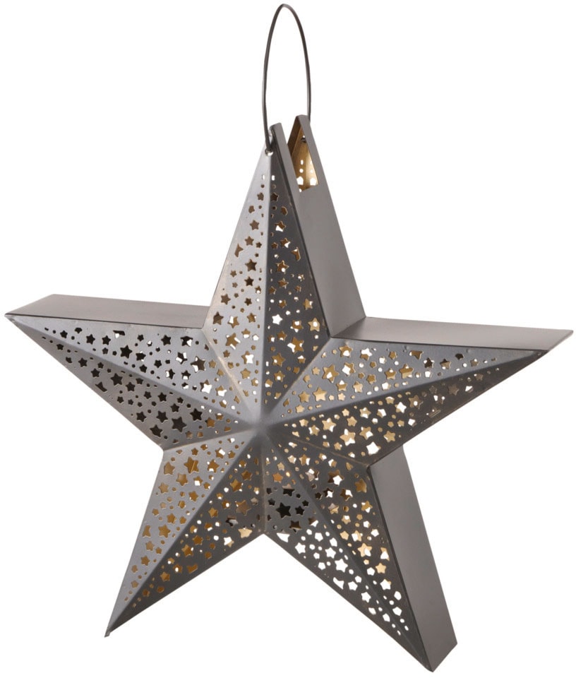 Windlicht »Weihnachtsdeko«, mit kleinen Sternen verziert, großer Weihnachtsstern Eisen...