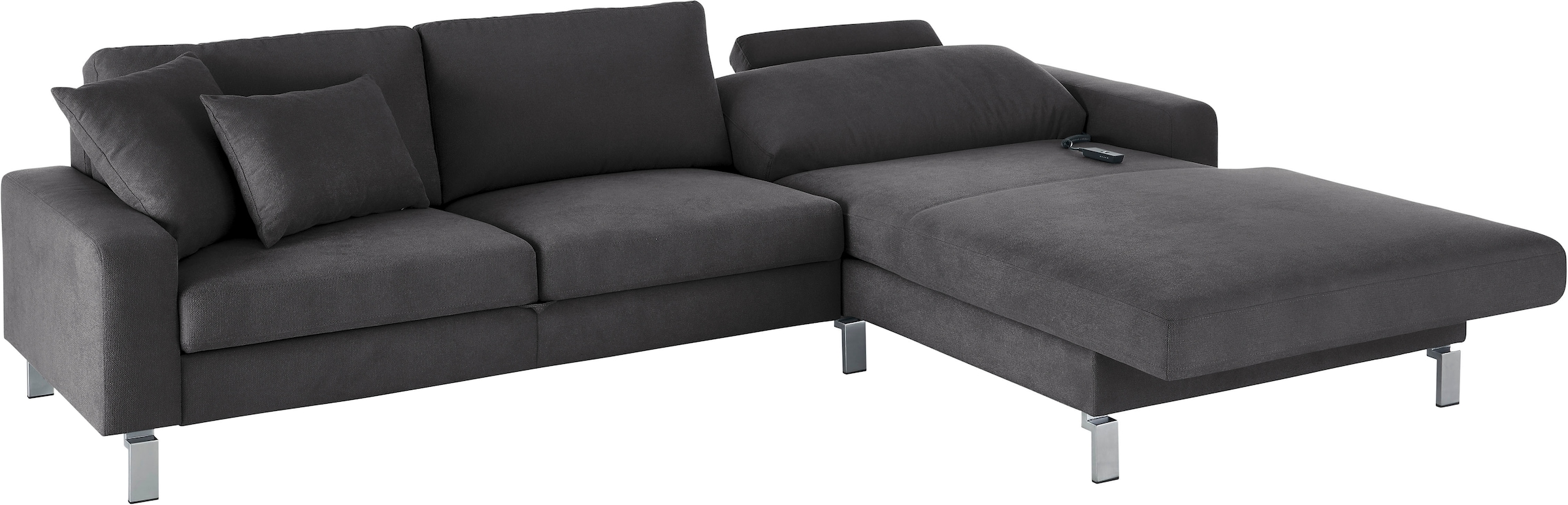 3C Candy Ecksofa »Lecce, wahlweise PUR-Schaumstoff oder Tonnentaschenfederkern«, Bett im 2,5-Sitzer, teilmotorische Schlaffunktion im Longchair, L-Form