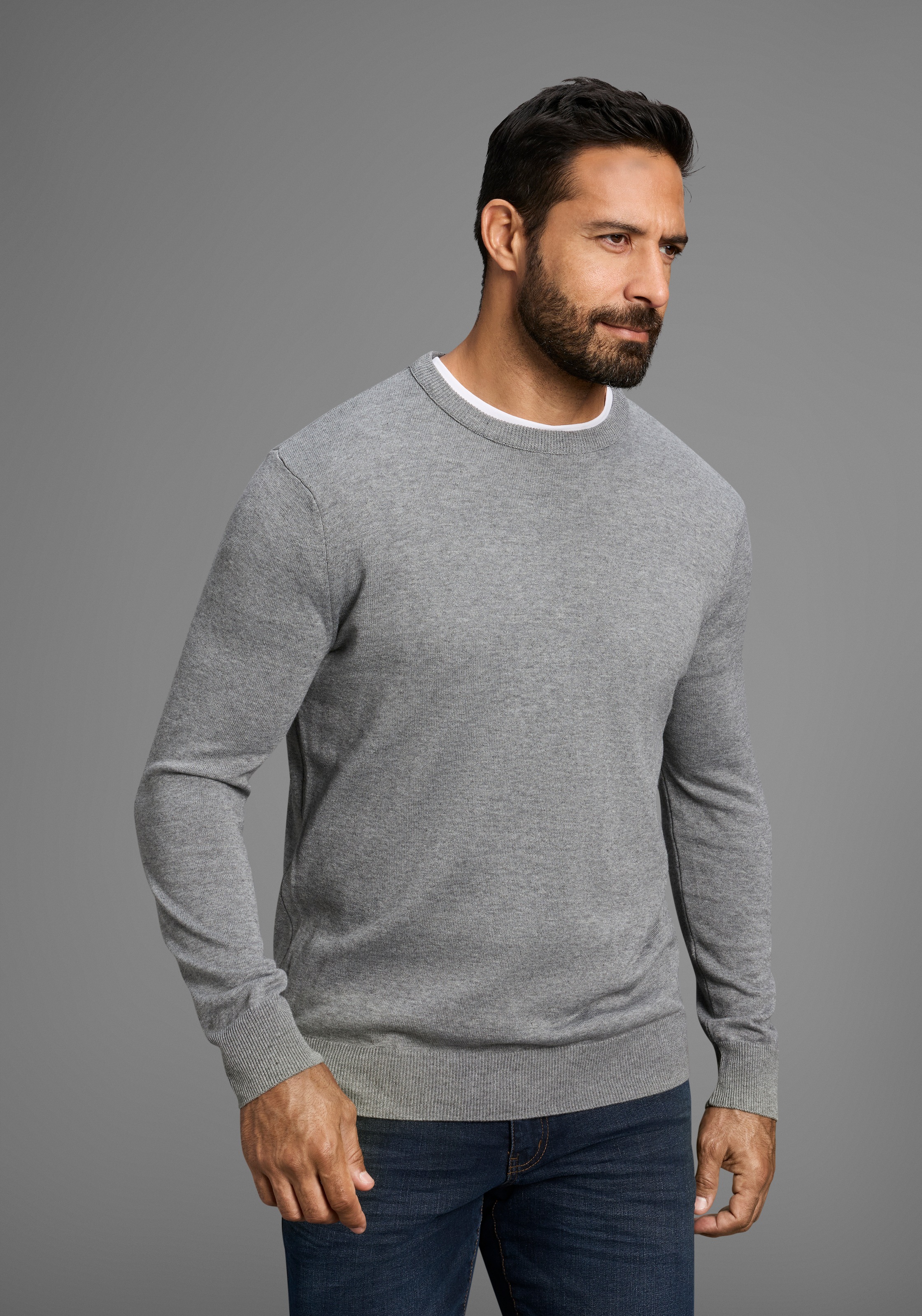 Man's World Rundhalspullover »Neue Kollektion!«, (2-er Pack), in Feinstrick