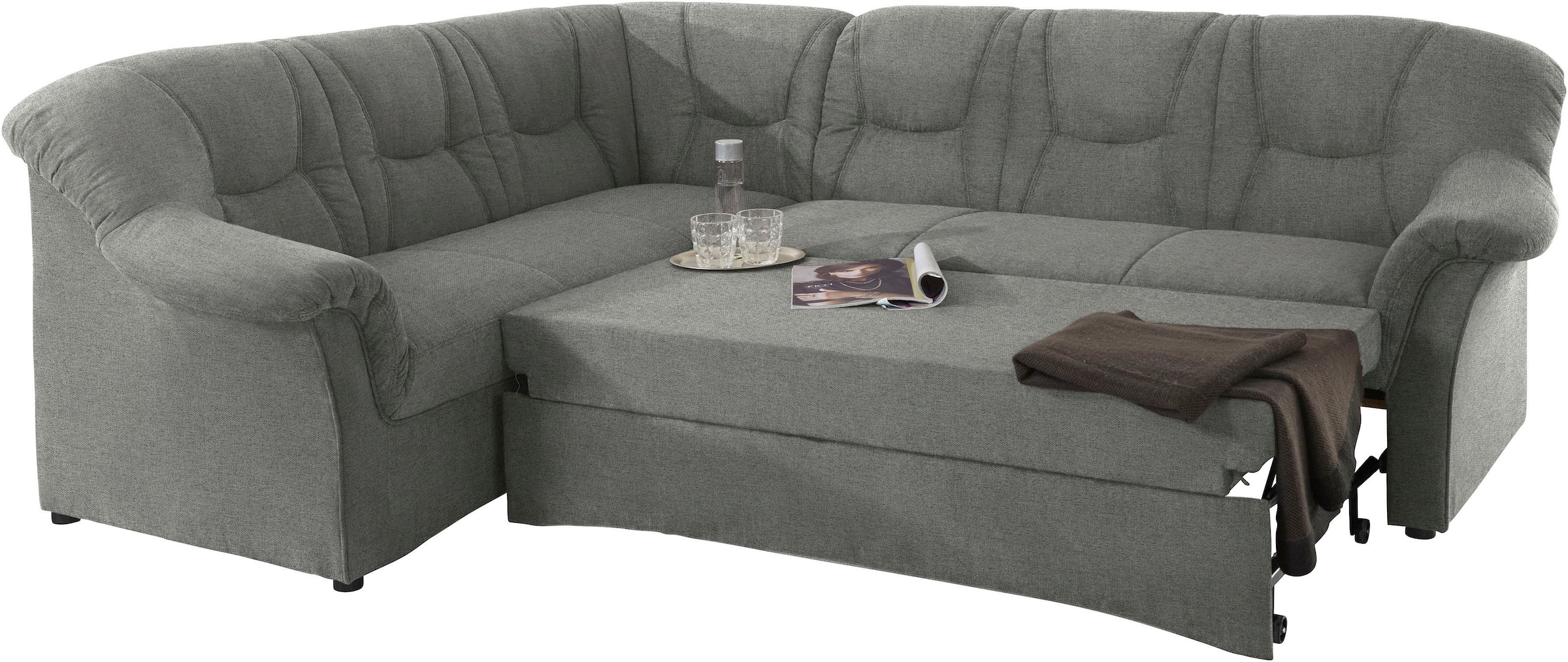 DOMO collection Ecksofa »Sarafina zeitlos und komfortabel, optional mit Federkern, L-Form«, wahlweise mit Bettfunktion