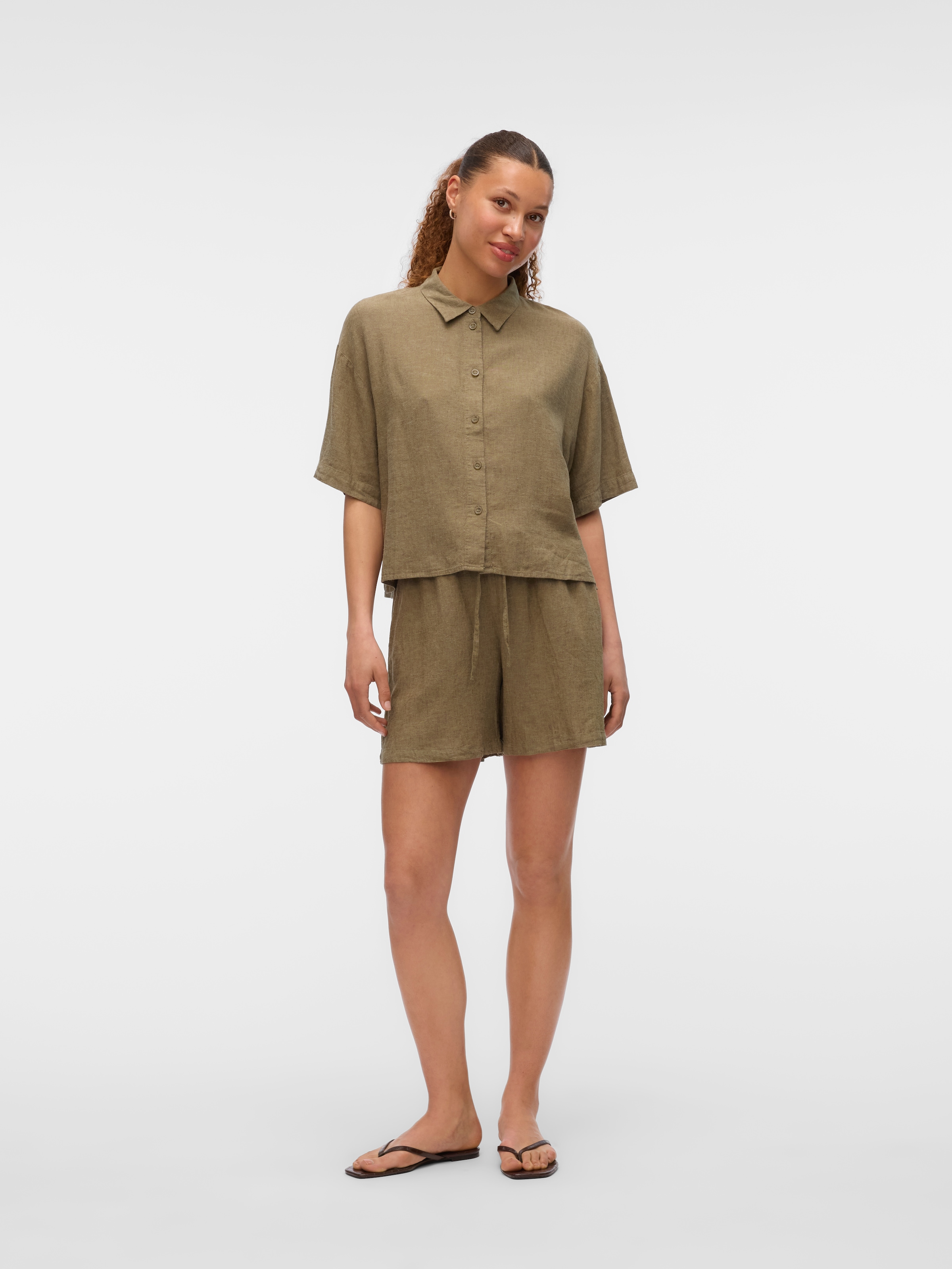Vero Moda Hemdbluse »VMLINN LINEN 2/4 SHORT SHIRT WVN NOOS«