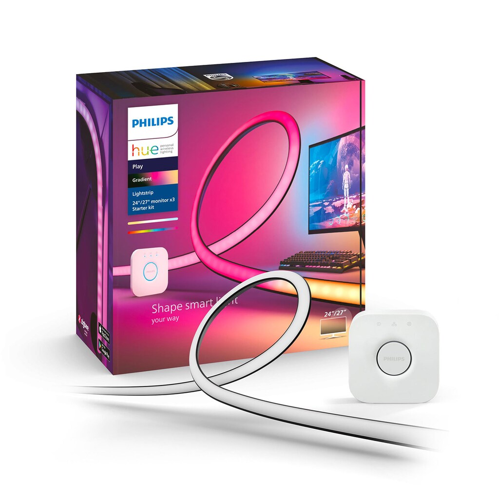 Philips Hue Smarte LED-Leuchte »Play Gradient PC LS 24/27” 3erP. StarterSet+Bridge«