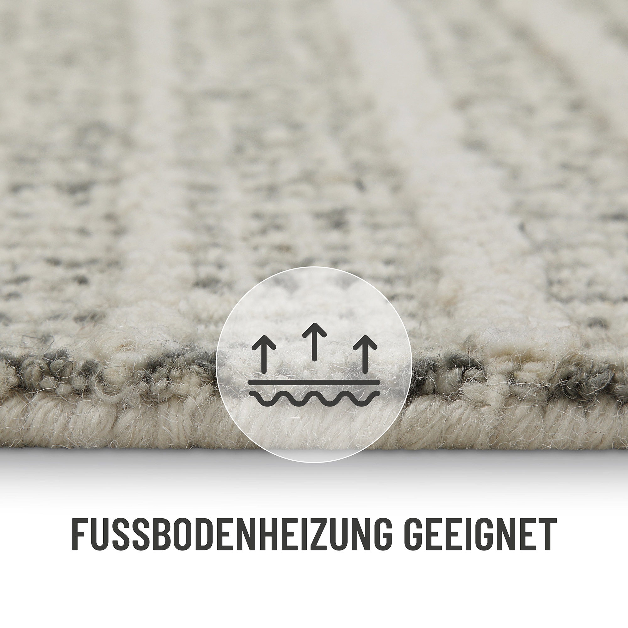 Wecon home Wollteppich »Hamptons FORTYFIVE«, rechteckig, 15 mm Höhe, Läufer, Schurwolle, Kurzflor, Wohn- & Schlafzimmer, elegant, Streifen