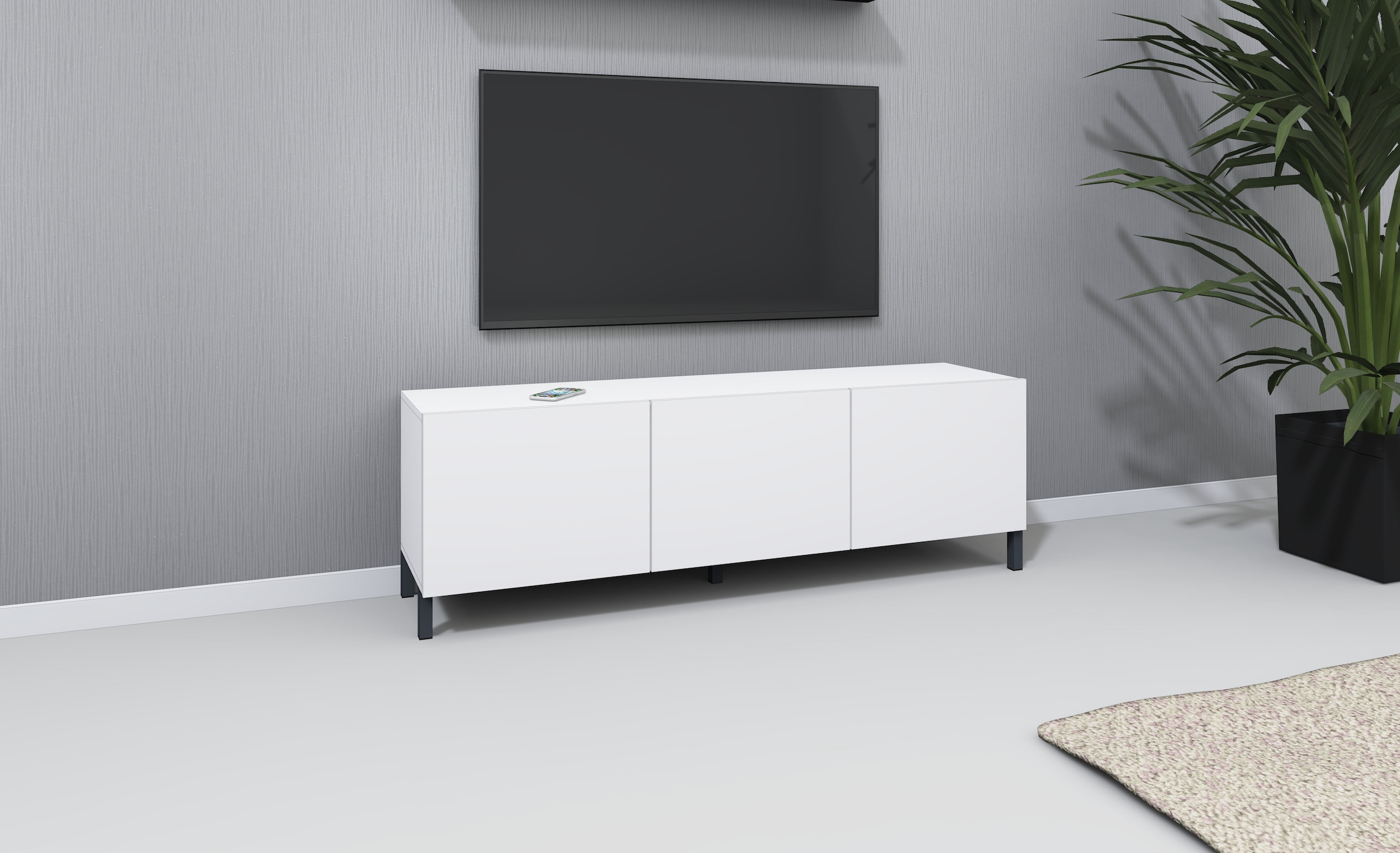 borchardt Möbel Lowboard Metallfüße, grifflose Optik