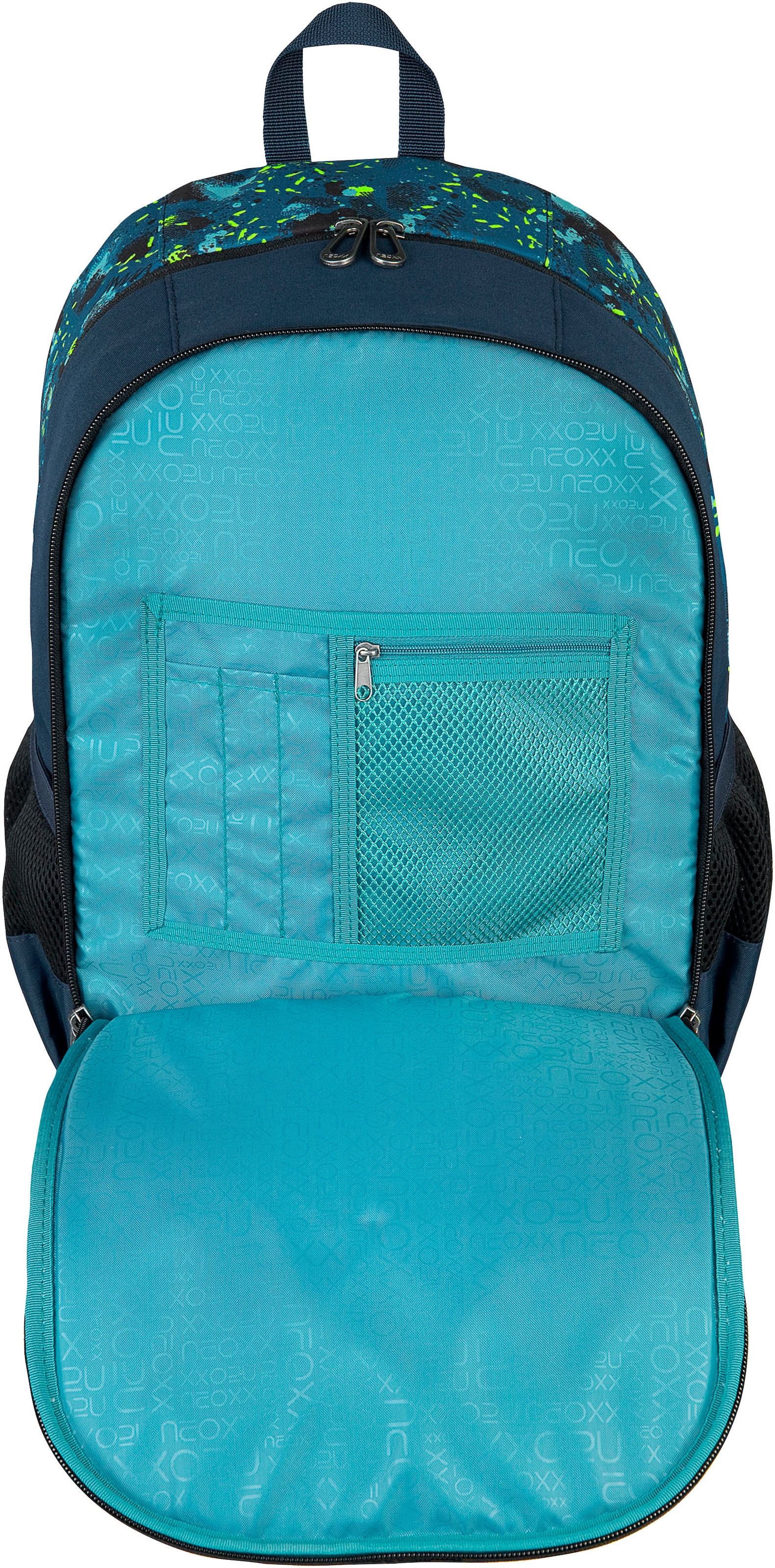 neoxx Schulrucksack »Flow, Petrol Extreme«, teilweise aus recyceltem Material