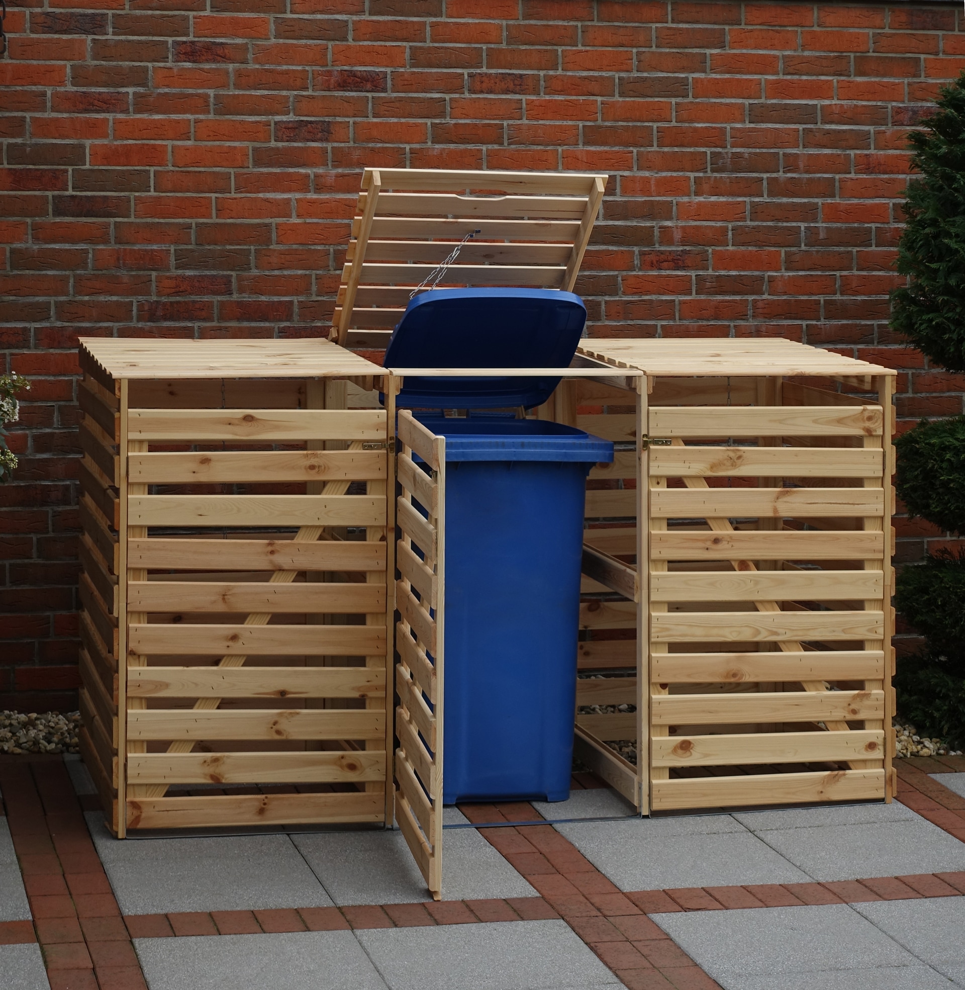 promadino Mülltonnenbox »Vario V« für 3 Tonnen, robust aus zertifiziertem Kiefernholz