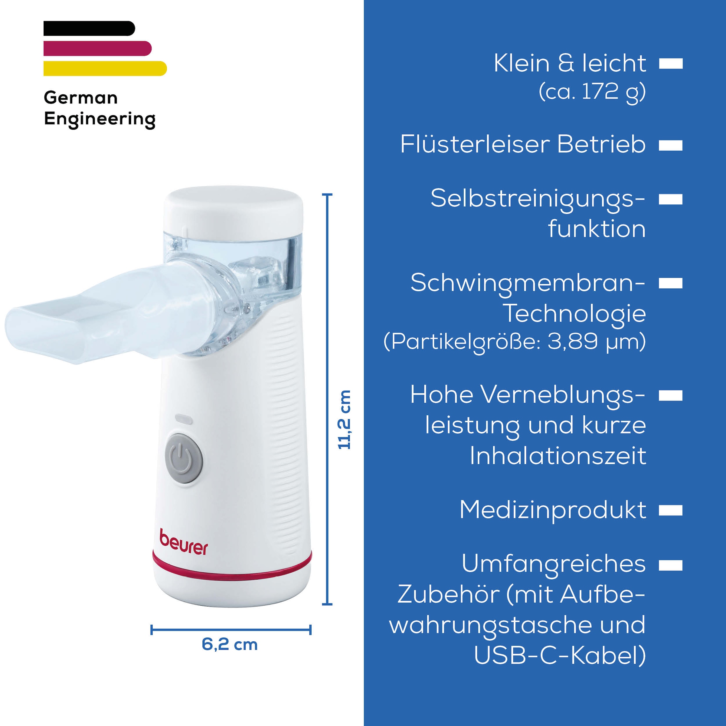 BEURER Inhalationsgerät »IH 51 tragbarer Inhalator, bei Erkältung, Asthma & Atemwegserkrankung«, schnelle und wirkungsvolle Inhalation – zu Hause und unterwegs