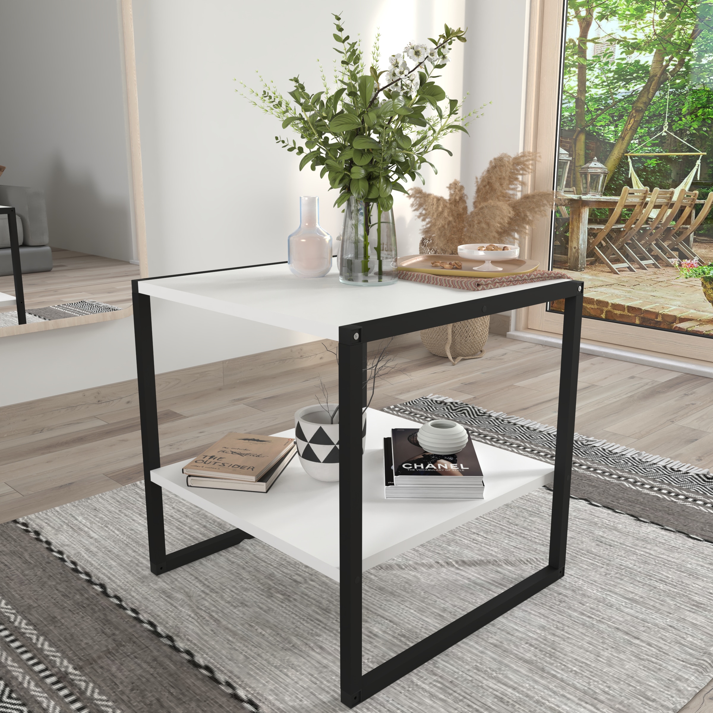 VCM Couchtisch »VCM Holz Beistelltisch | Couchtisch im schlichten Industriestyle | Maße ca. H. 50 x B. 50 x T. 50 cm | Wohnzimmertisch | Kaffeetisch - Insasi M«, (Insasi)