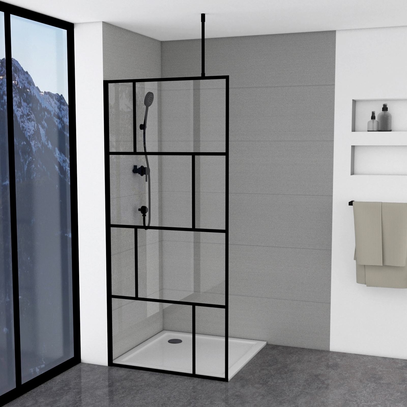 Marwell Walk-in-Dusche »Bricks«, 90 x 195 cm, inkl. Haltestange für Deckenmontage kaufen