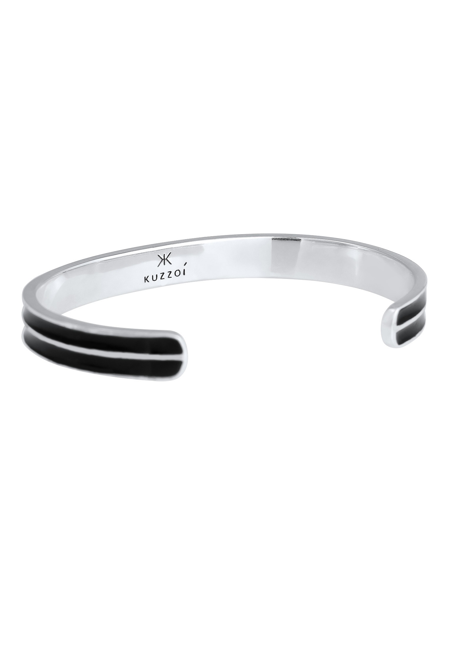 Kuzzoi Armreif »Armband Herren Armreif Emaille Schwarz Offen 925 Silber«