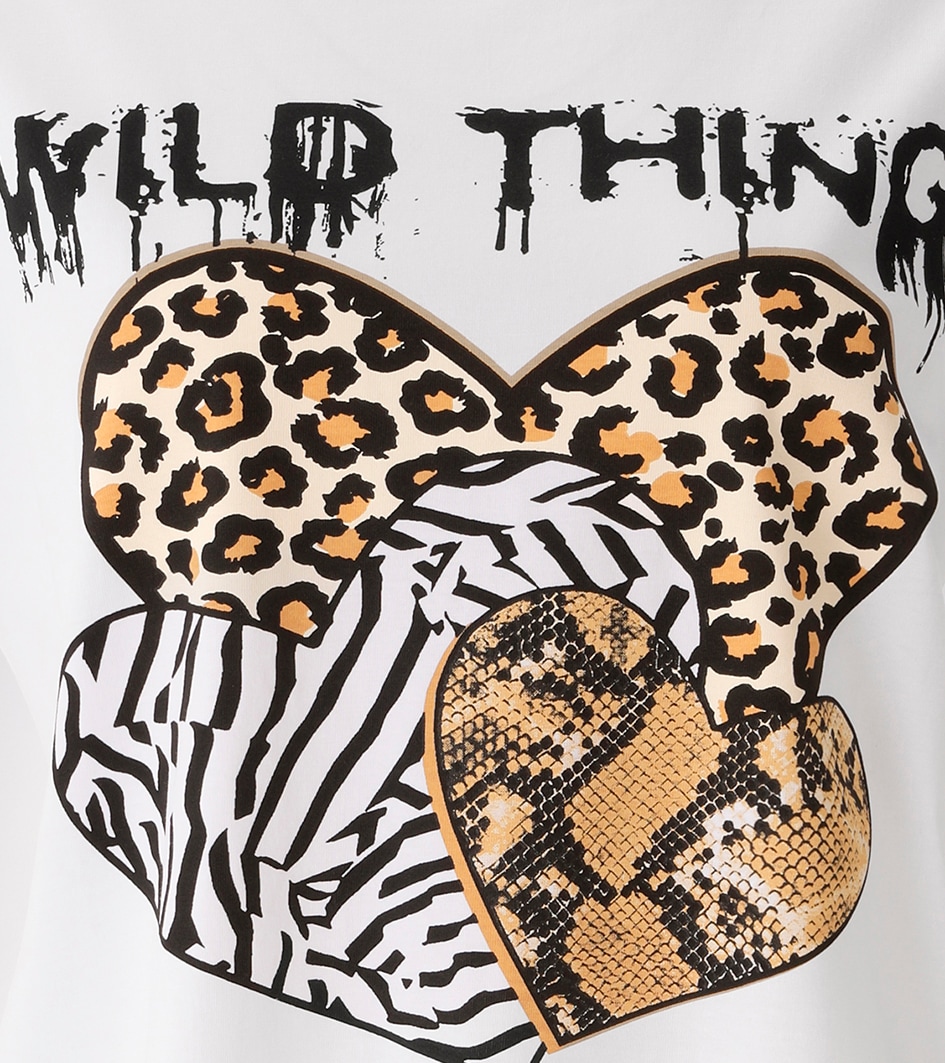 Aniston CASUAL T-Shirt mit Herzen, Animal-Drucken und Statement-Schriftzug - NEUE KOLLEKTION