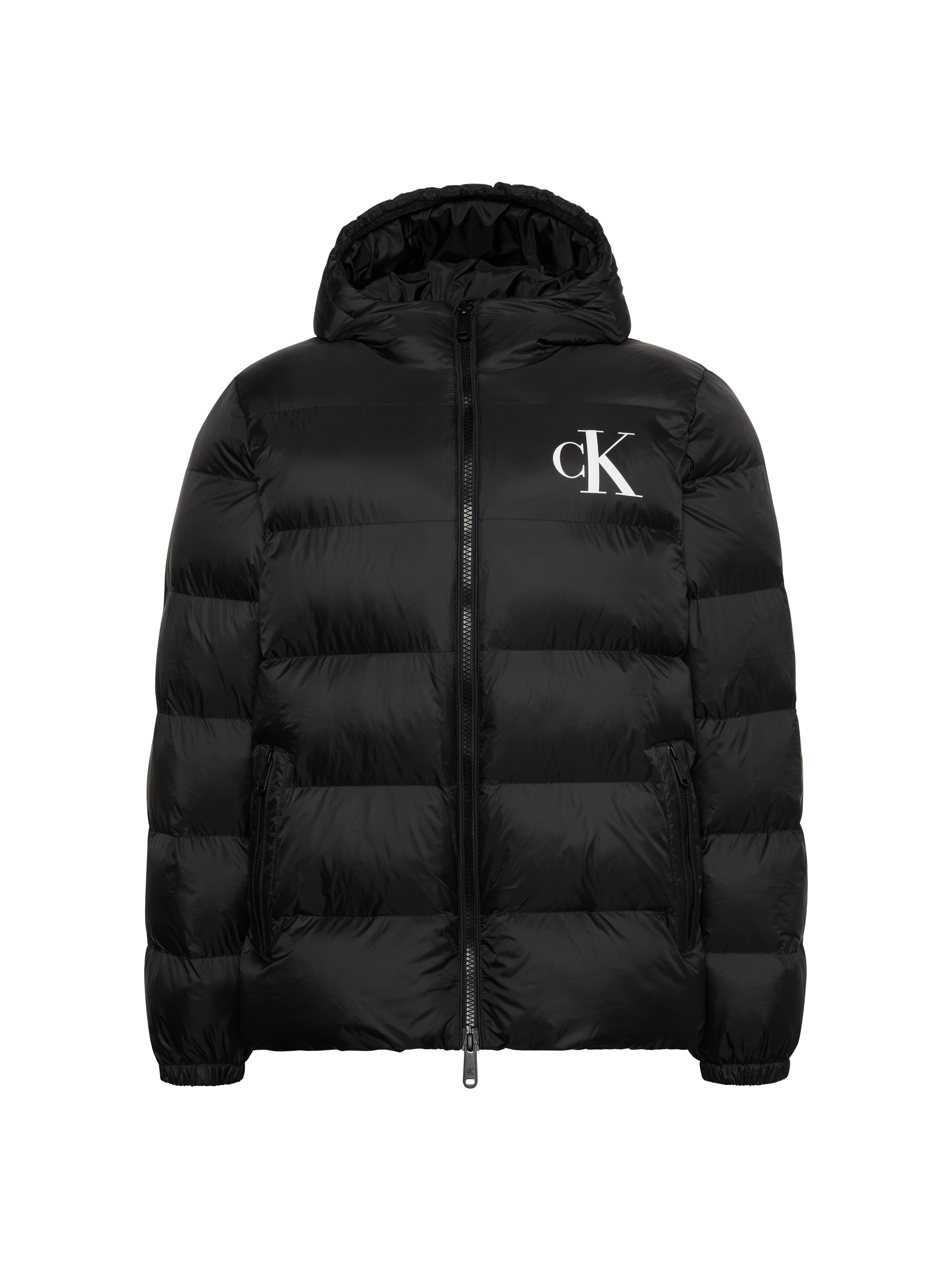Calvin Klein Jeans Steppjacke mit Kapuze 2-Wege-Zipper, Regular Fit, Logodruck