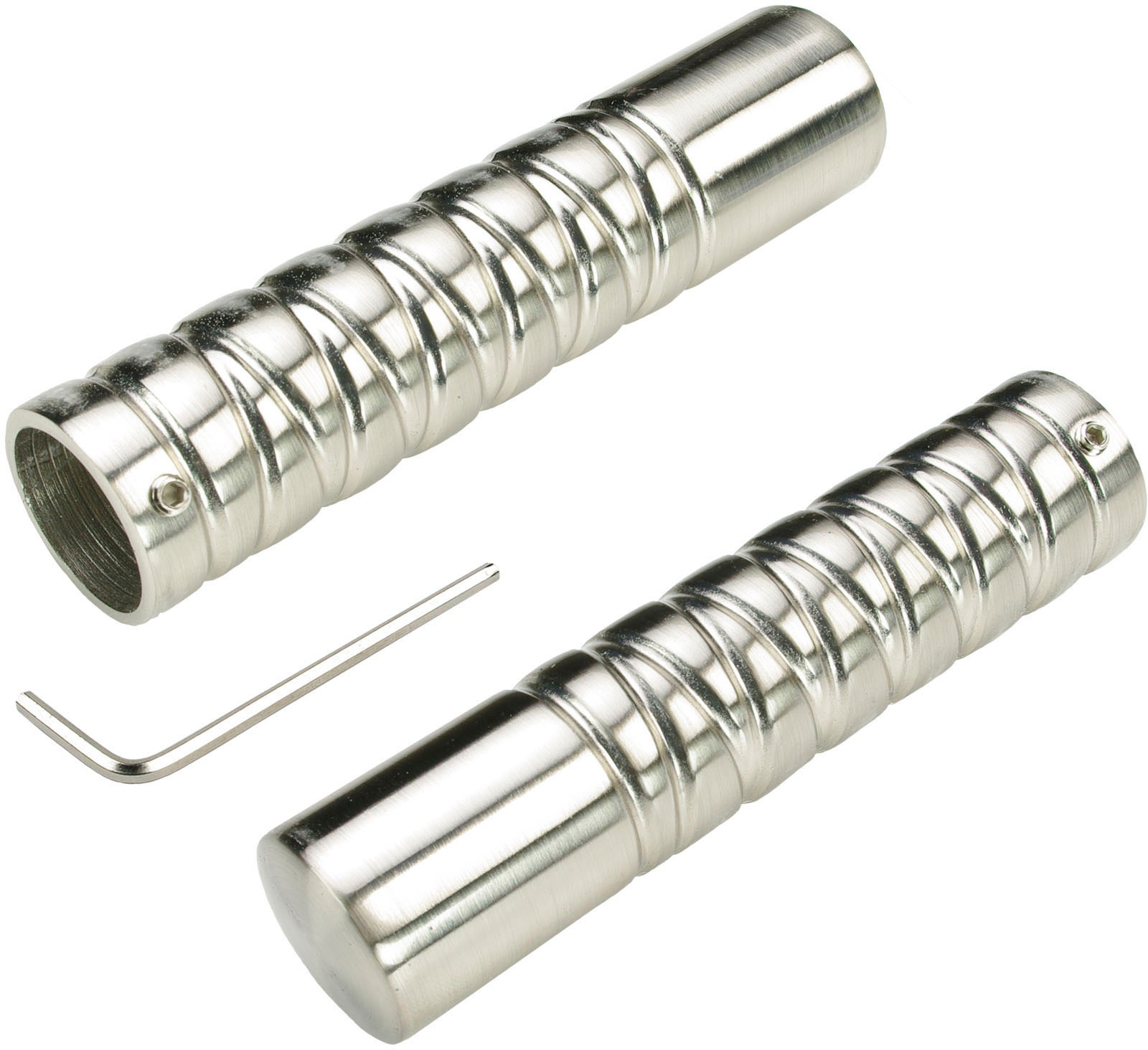 Liedeco Gardinenstangen-Endstück »Endstück, Endknopf edelstahl-optik "France" Rennes - 2 Stück«, (2 St.), Endstück, Endknopf Zylinder, 2 Stück