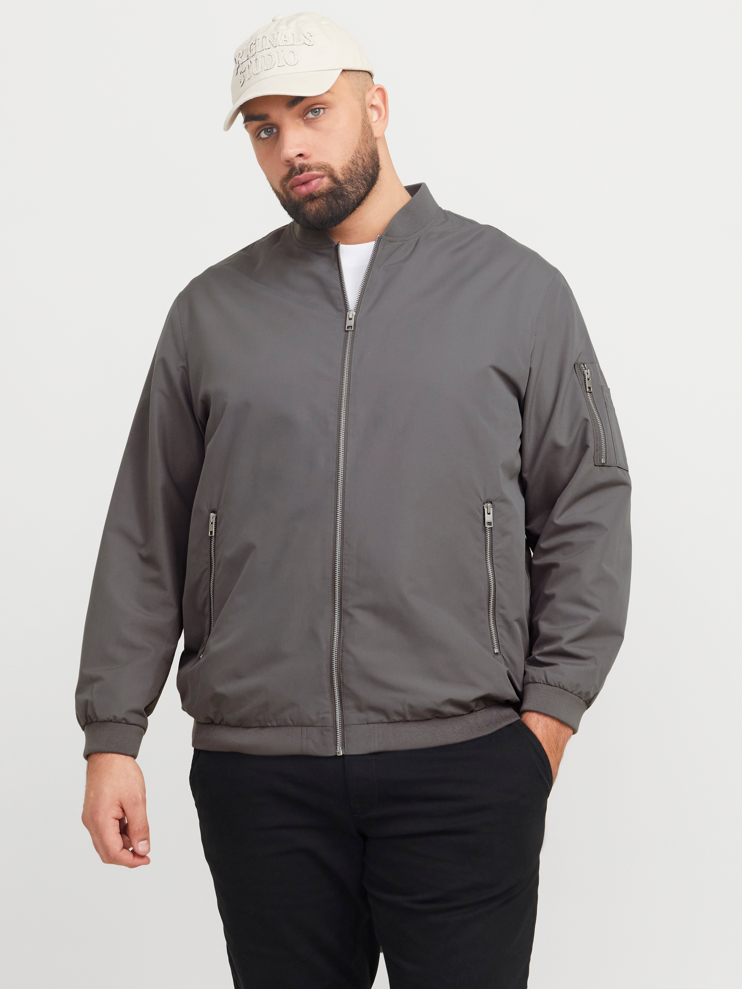 Jack & Jones PlusSize Bomberjacke »JJERUSH BOMBER NOOS PLS«, ohne Kapuze, mit Reißverschlusstaschen