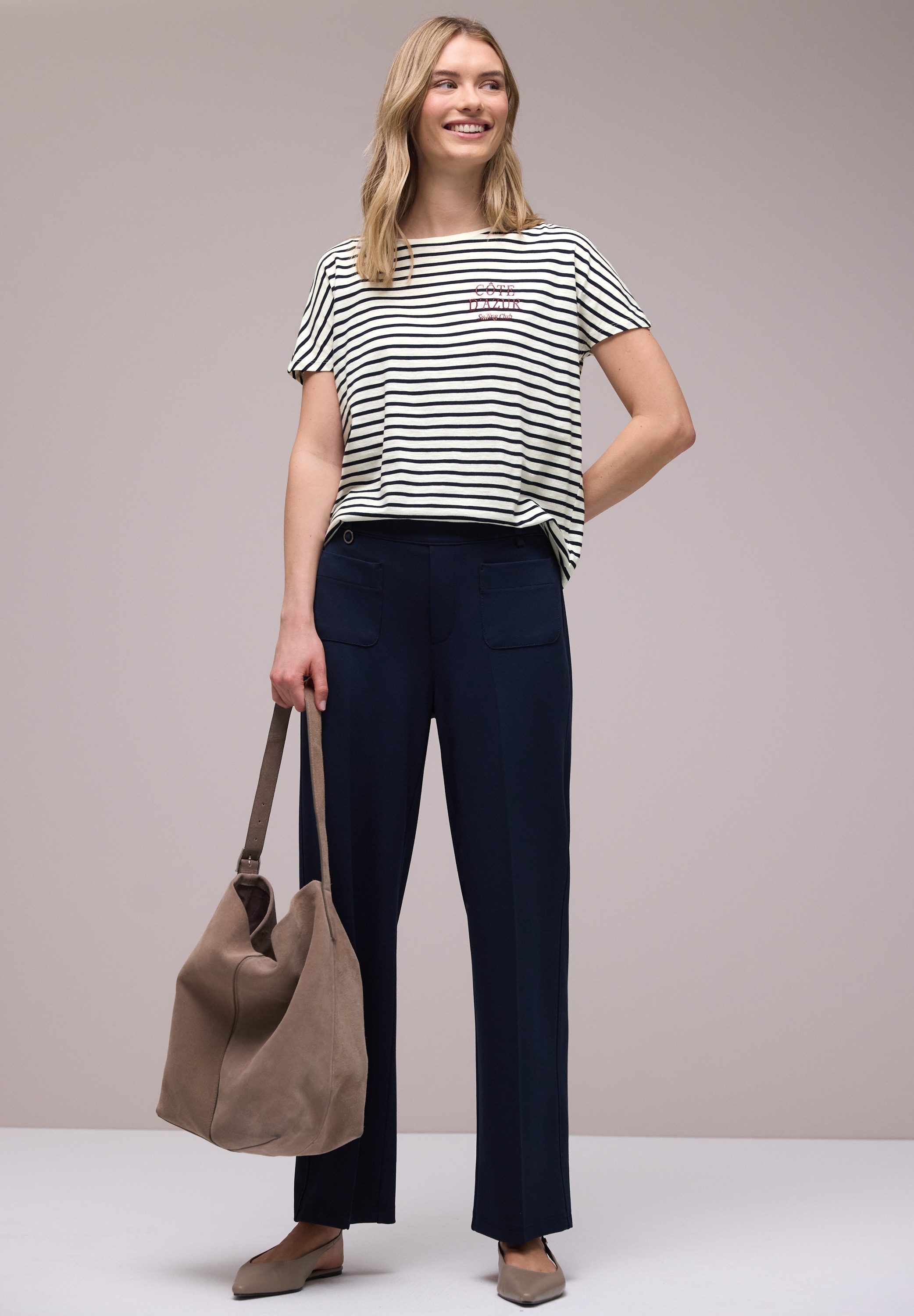 STREET ONE Rundhalsshirt Sommershirt mit Streifen