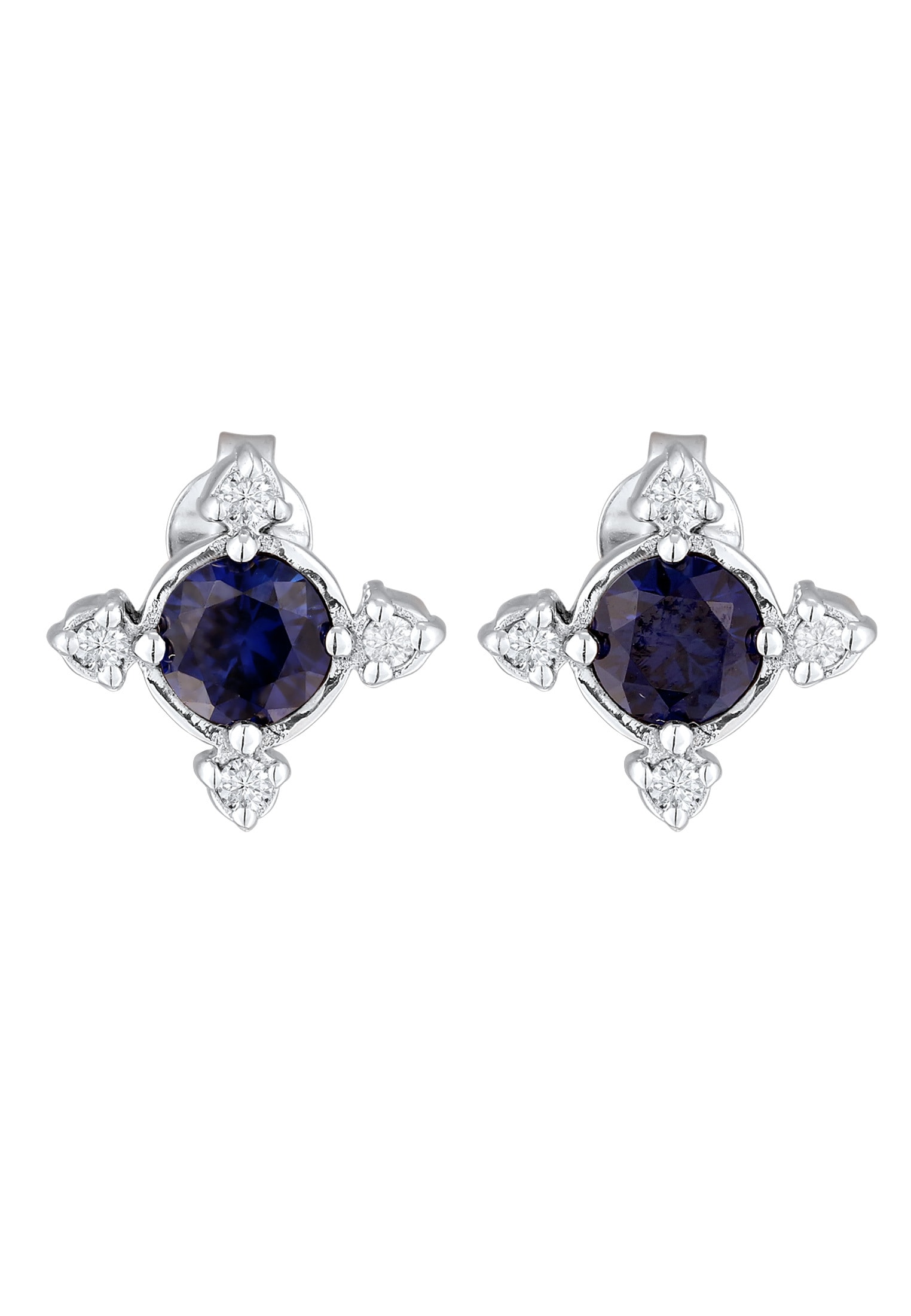 Elli DIAMONDS Paar Ohrstecker »Ohrringe Blume Laborgezüchteter Diamond Weiß Brilliant (0.032 ct) 925 Sterling Silber«