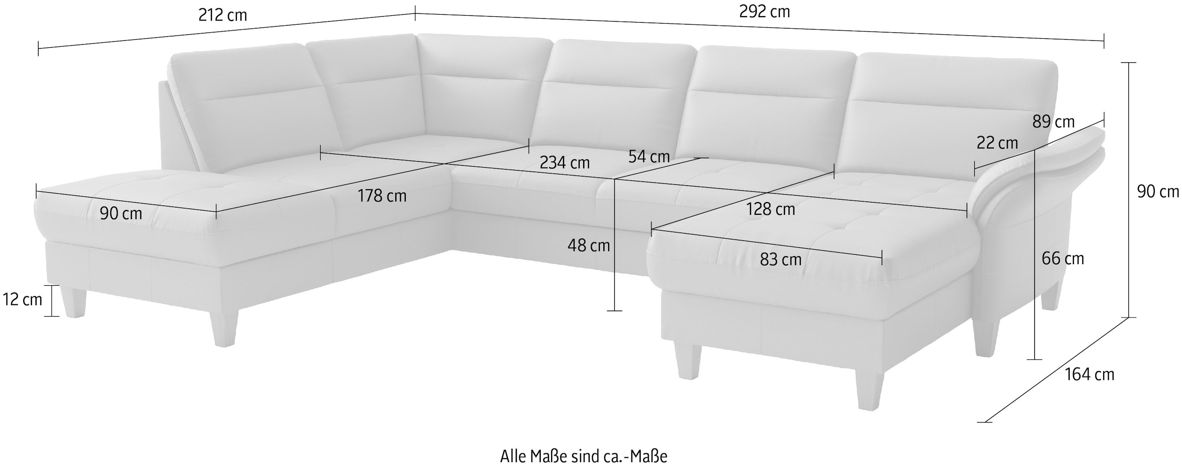 sit&more Wohnlandschaft »Pamela, U-Form, B: 292 cm, Leder«