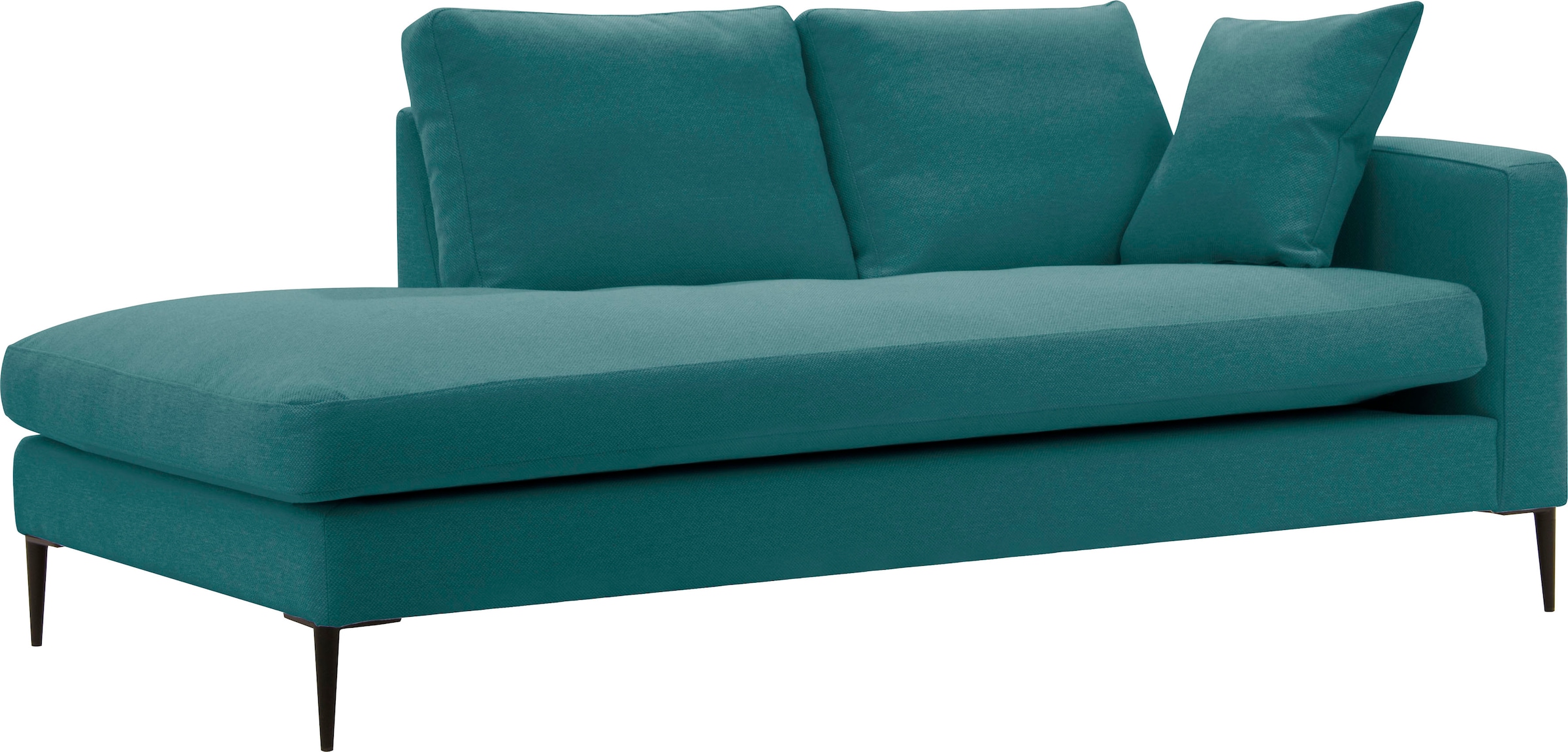 Leonique Recamiere »Cozy Chaiselongue, Maße B/T/H: 195/97/80 cm«, mit losen Kissen und Metallbeinen, Armlehne links oder rechts wählbar