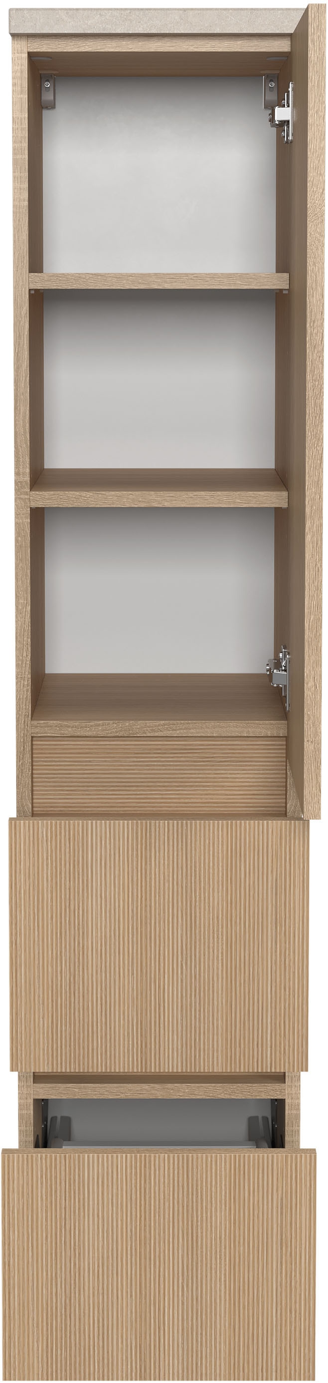 welltime Badmöbel-Set »EIXO, Set aus Spiegelschrank, Waschtisch und Midischrank«, Set 110 cm breit, Badmöbel mit LED-Beleuchtung