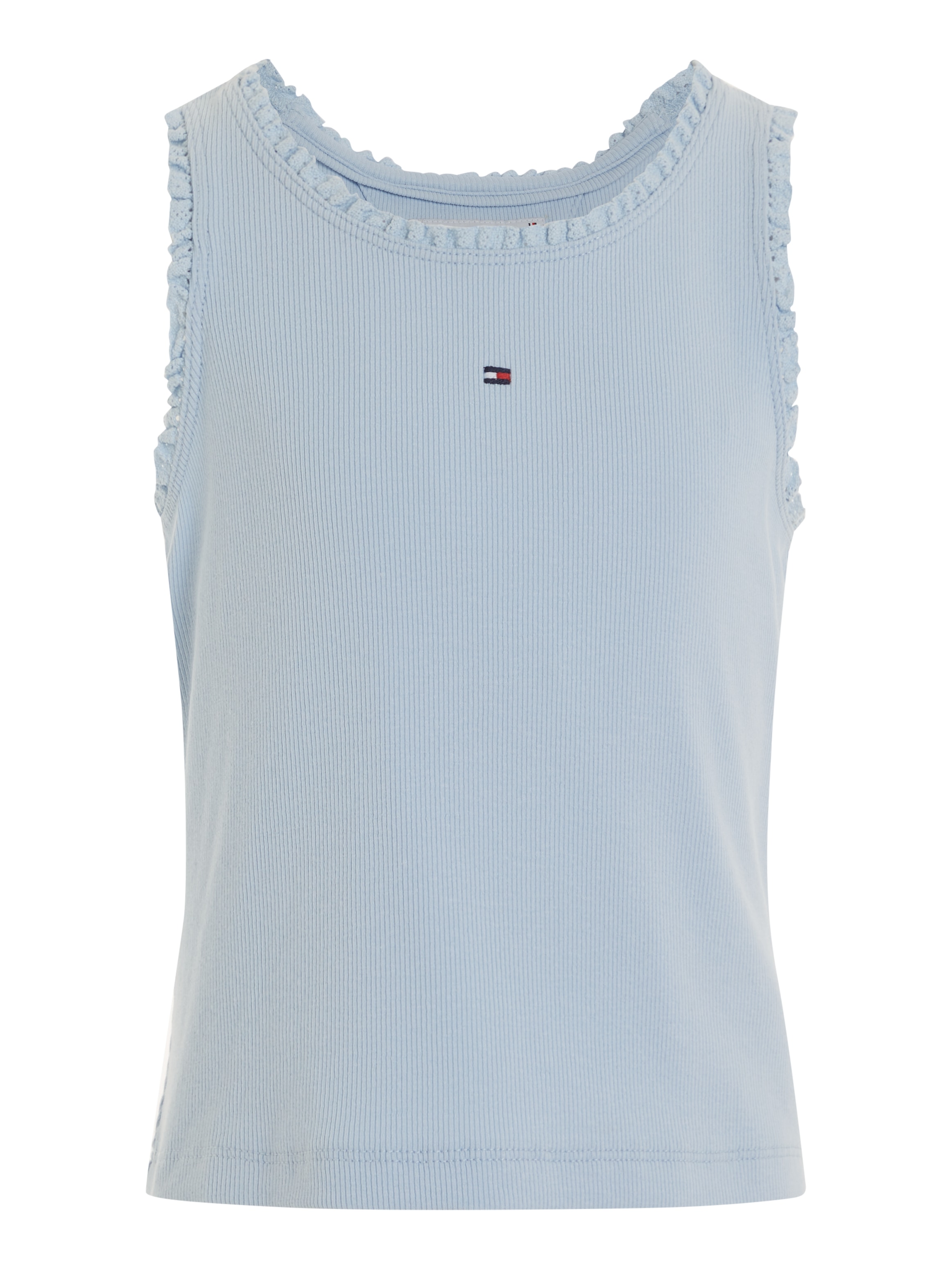 Tommy Hilfiger Tanktop »ESSENTIAL RIB LACE TANK TOP«, Kinder bis 16 Jahre, Rüsche am Auschnitt & Ärmel