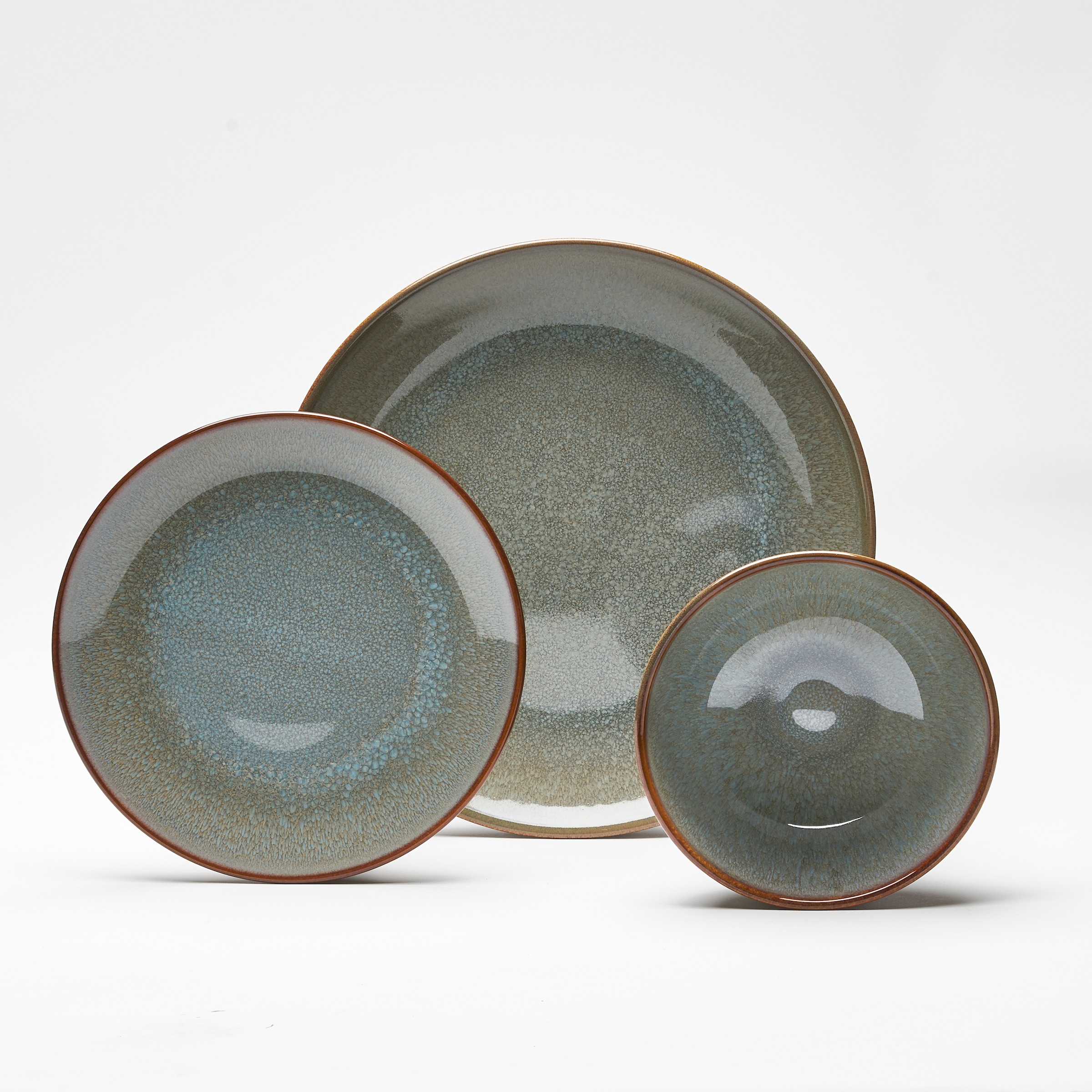 van Well Kombiservice »Geschirr-Set Olbia Lago, 16-teilig« rund, braun / reaktiv, spülmaschinen- und mikrowellengeeignet