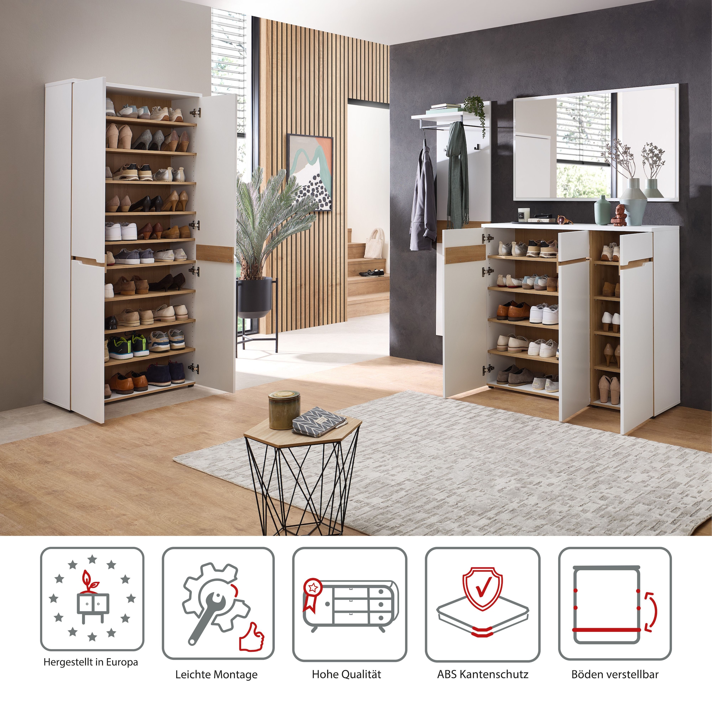 Innostyle Garderoben-Set »Memphis Garderoben Set, 181x190x38cm (B/H/T)« 3 Stk. tlg.