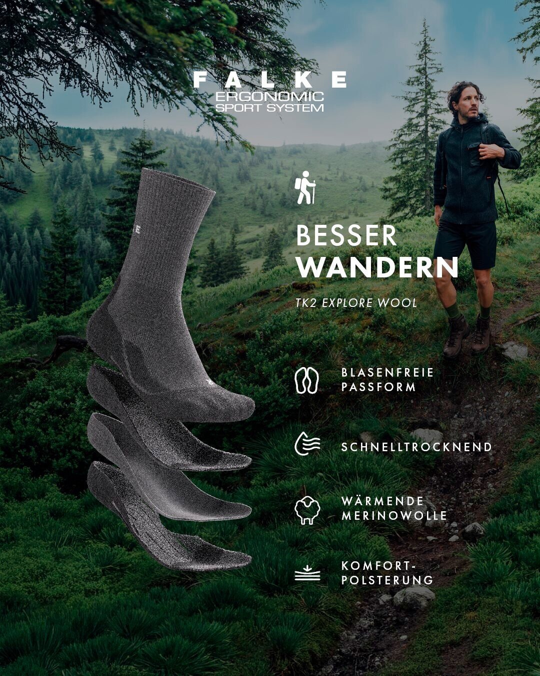 FALKE Socken »TK2 Explore Wool« 1 Paar tlg.