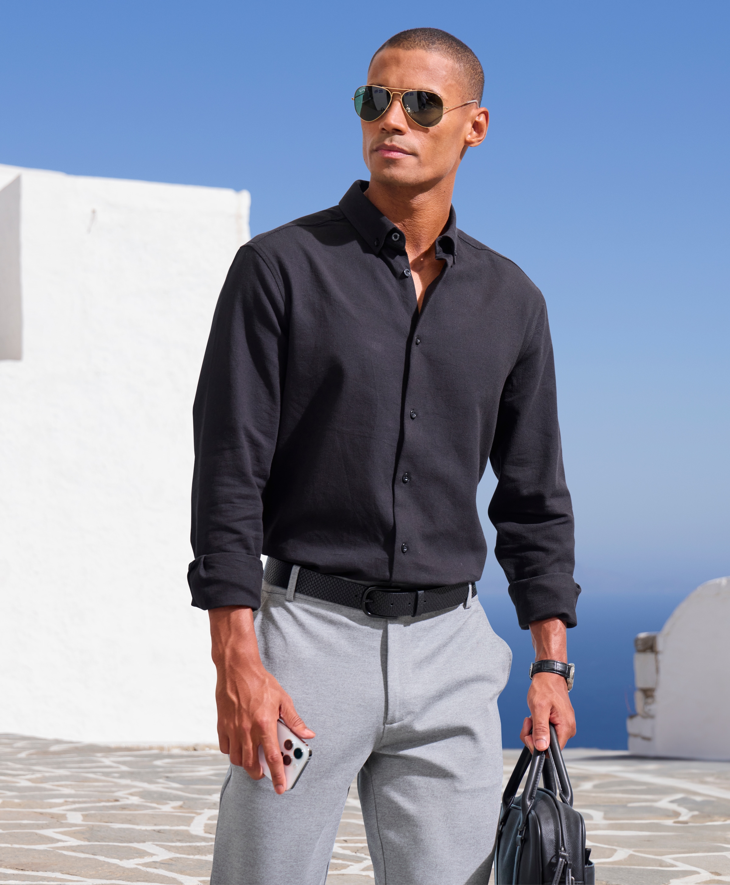 H.I.S Langarmhemd »Regular Fit« in hochwertiger Struktur Optik