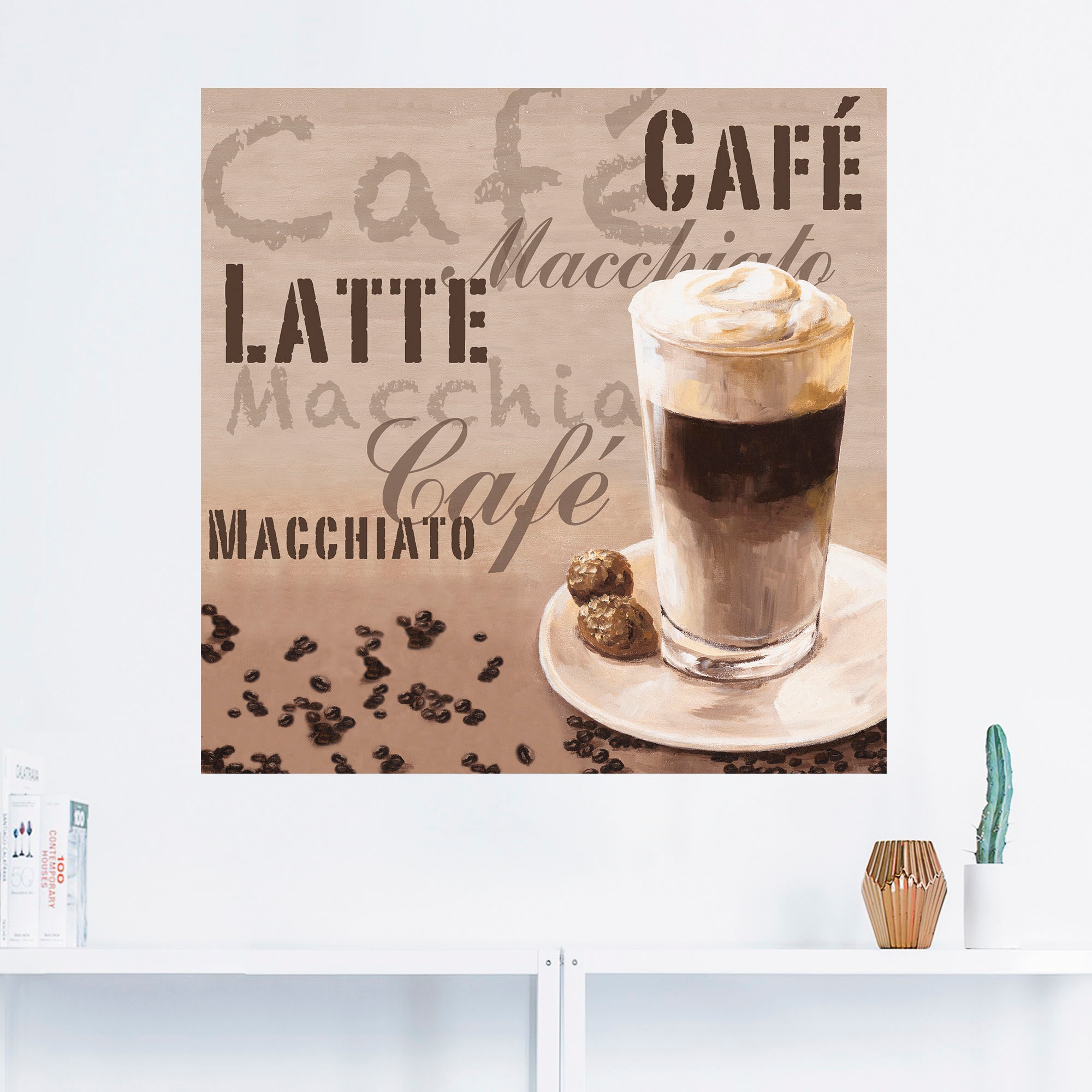 Größen Wandaufkleber Poster »Kaffee bequem Wandbild (1 - Artland als Alubild, in St.), Latte versch. Macchiato«, oder kaufen Getränke, Leinwandbild,