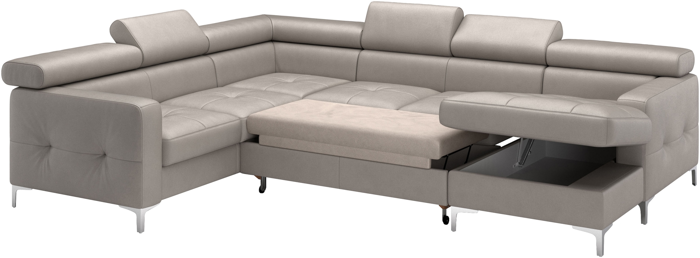 COTTA Wohnlandschaft »Sammy U-Form«, mit Kopfteilverstellung, optional mit Bettfunktion und Bettkasten
