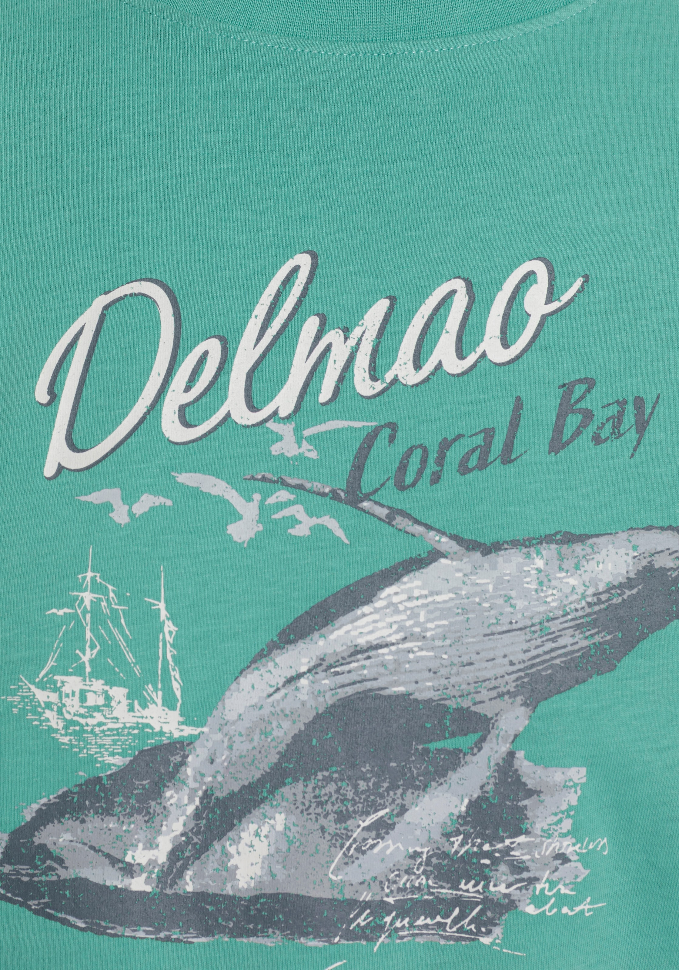 DELMAO Langarmshirt, schmale Passform, mit lässigem Print, Rundhalsausschnitt