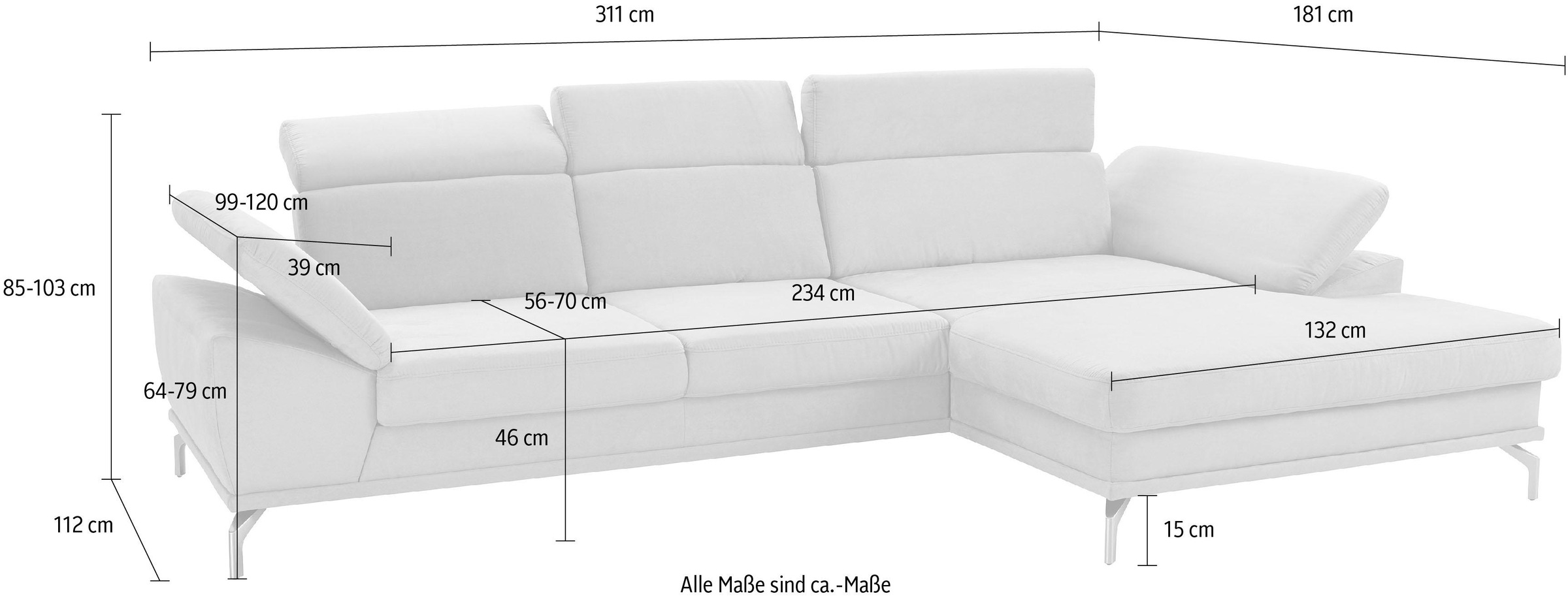 sit&more Ecksofa »Scorpio L-Form«, inklusive Sitztiefenverstellung, wahlweise mit Kopfverstellung