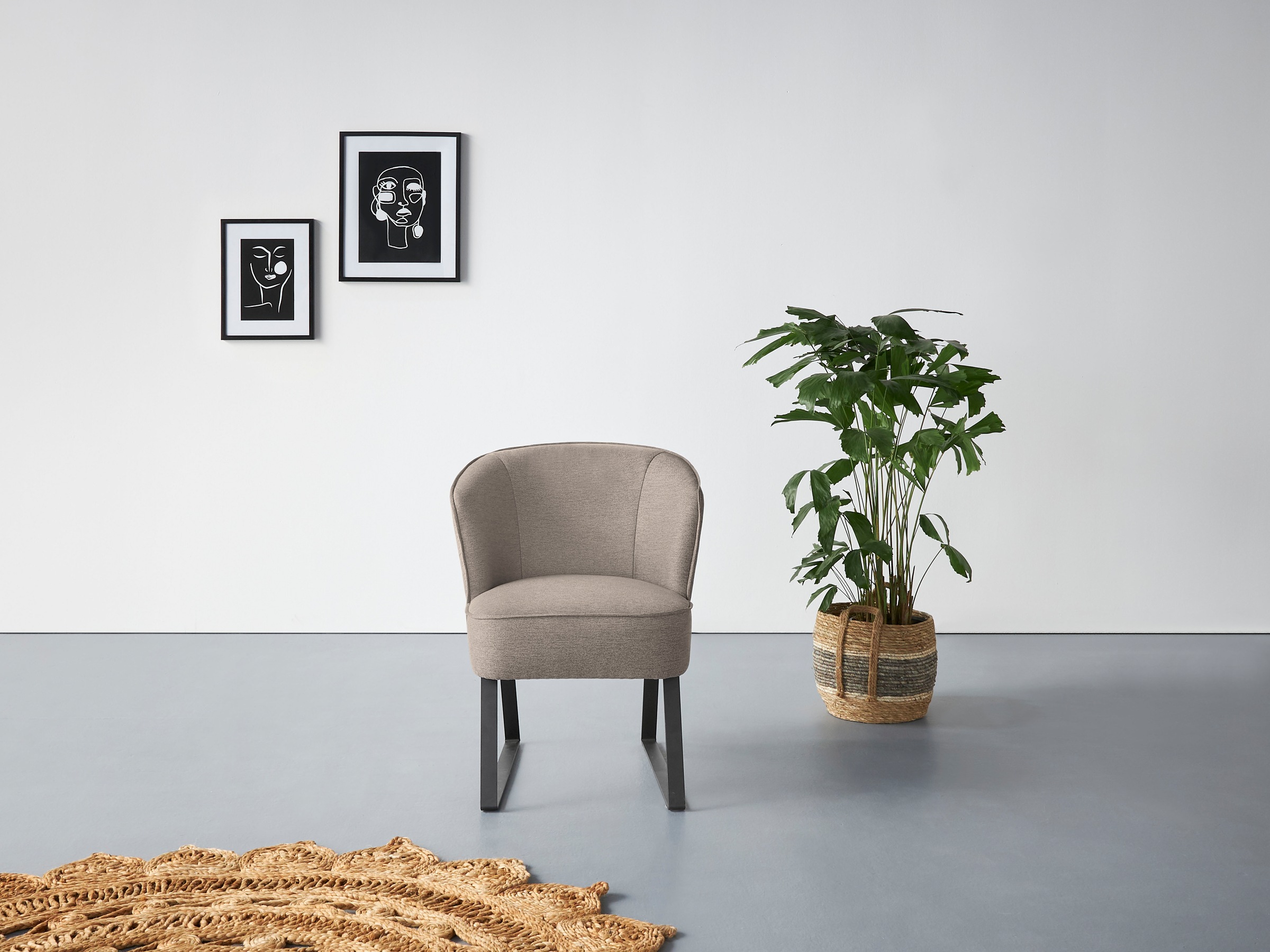 exxpo - sofa fashion Sessel »Americano, Loungesessel«, mit Keder und Metallfüßen, Bezug in verschiedenen Qualitäten, 1 Stck.