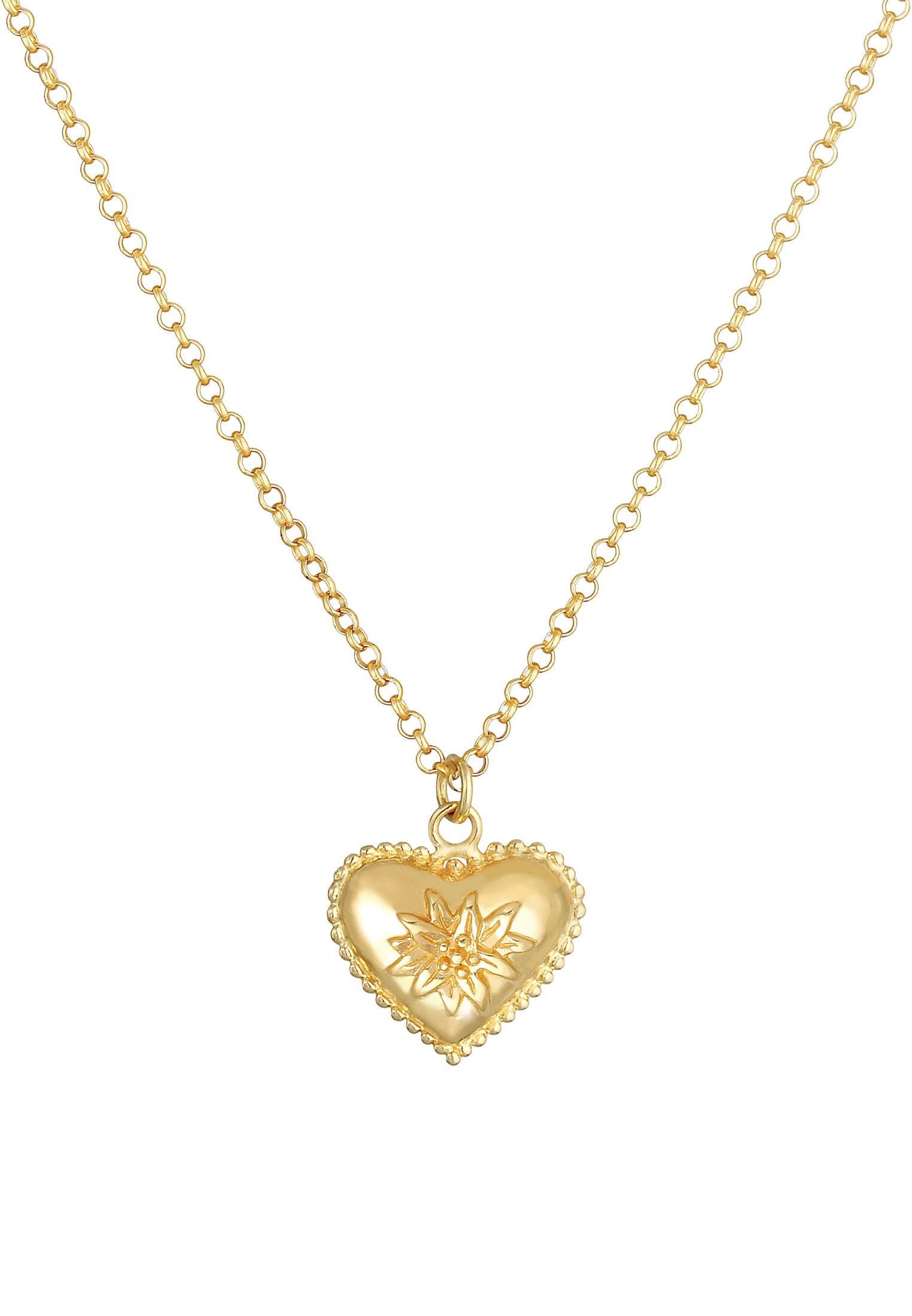 Elli Kette mit Anhänger »Halskette Elli Halskette Edelweiss Herz Dirndl Look 925 Silber«